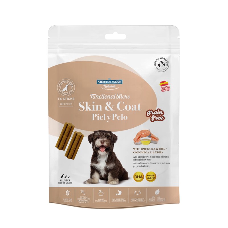 Mediterranean Tyčinky pre psy pre lepšiu srsť Skin and Coat lososová, 110 g
