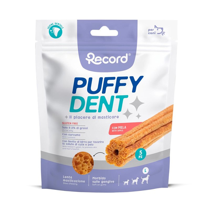 RECORD Žuvacie pamlsky Puffy dent L, 120 g, jablková