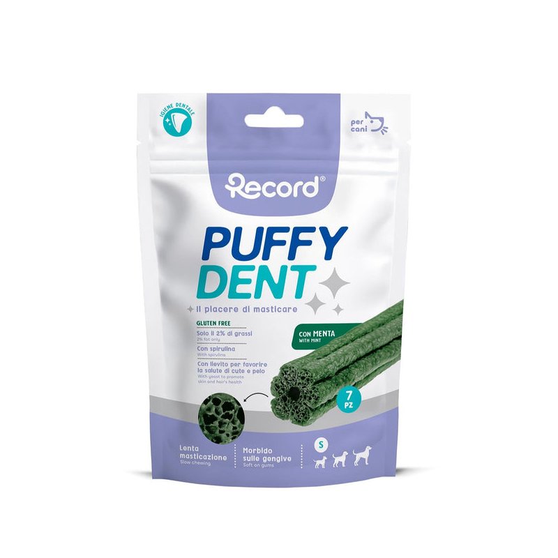RECORD Žuvacie pamlsky Puffy dent L, 120 g, mätová