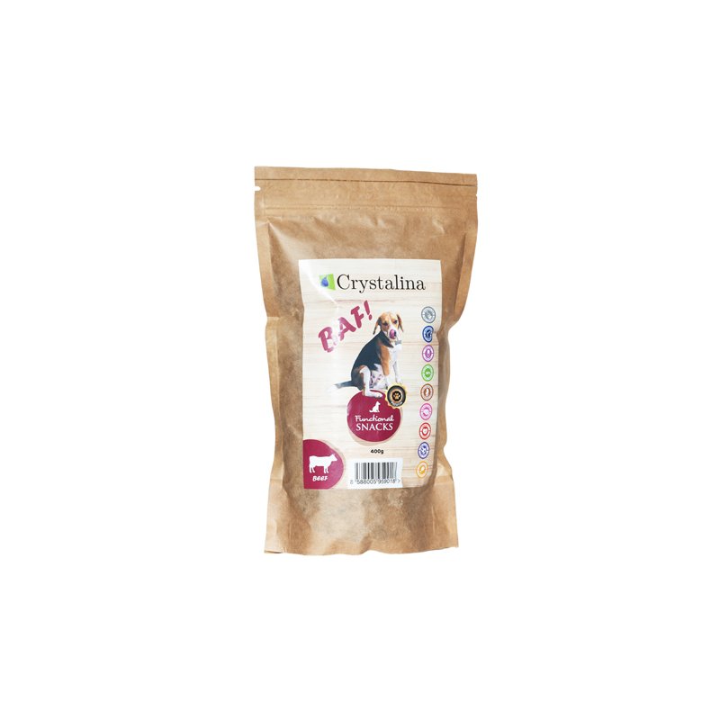 Crystalina Doplnkové krmivo pre psov BAF 400 g, hovädzia