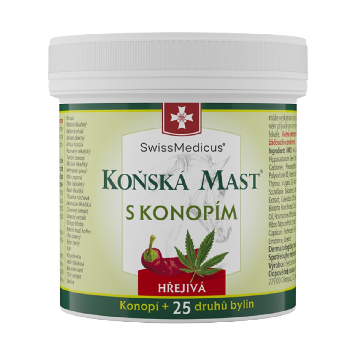 SwissMedicus Konská masť s konope hrejivá - 500 ml - SwissMedicus