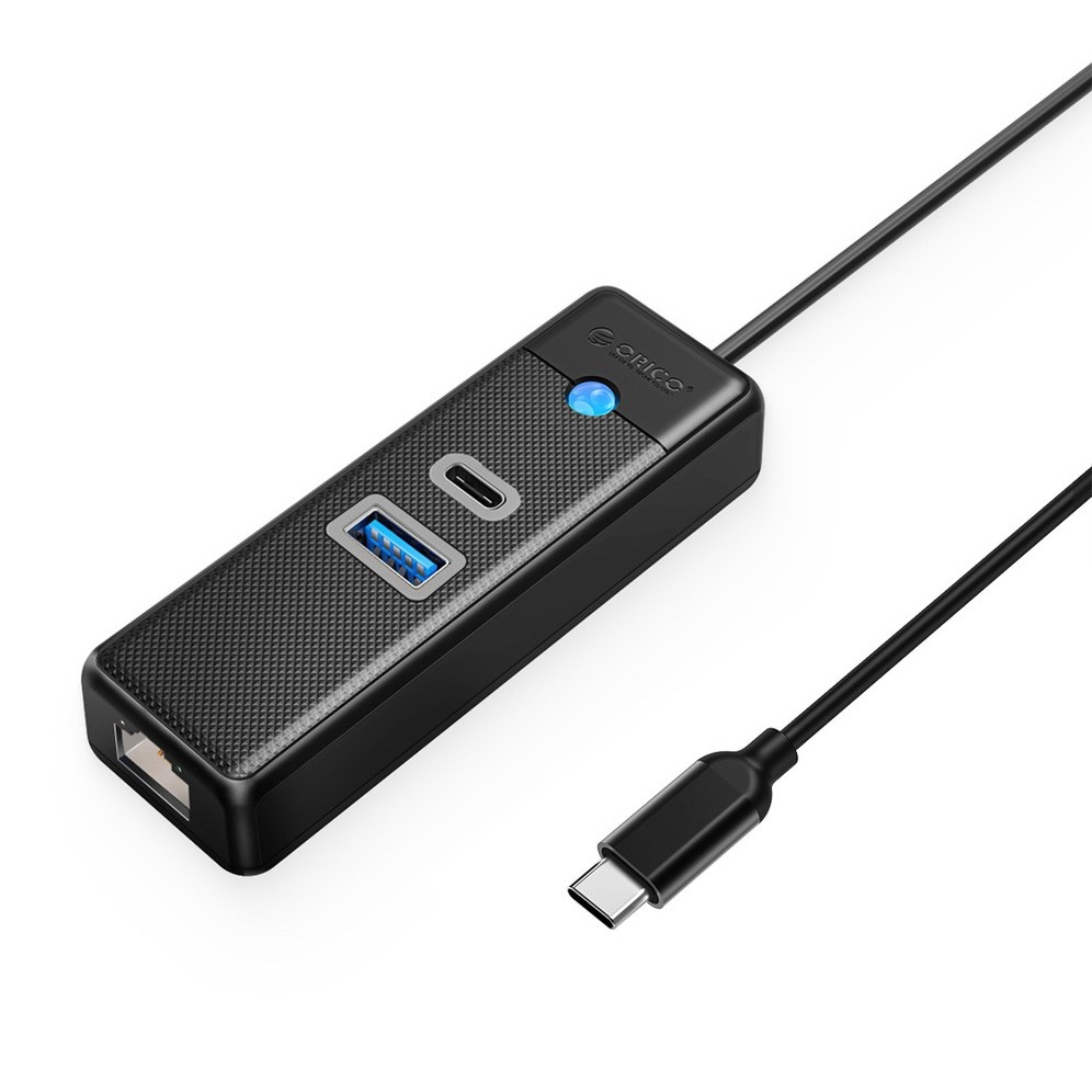 Orico Orico PWCUR-C3 HUB adaptér USB-C - USB 3.0 / USB-C / RJ45 15cm, čierny