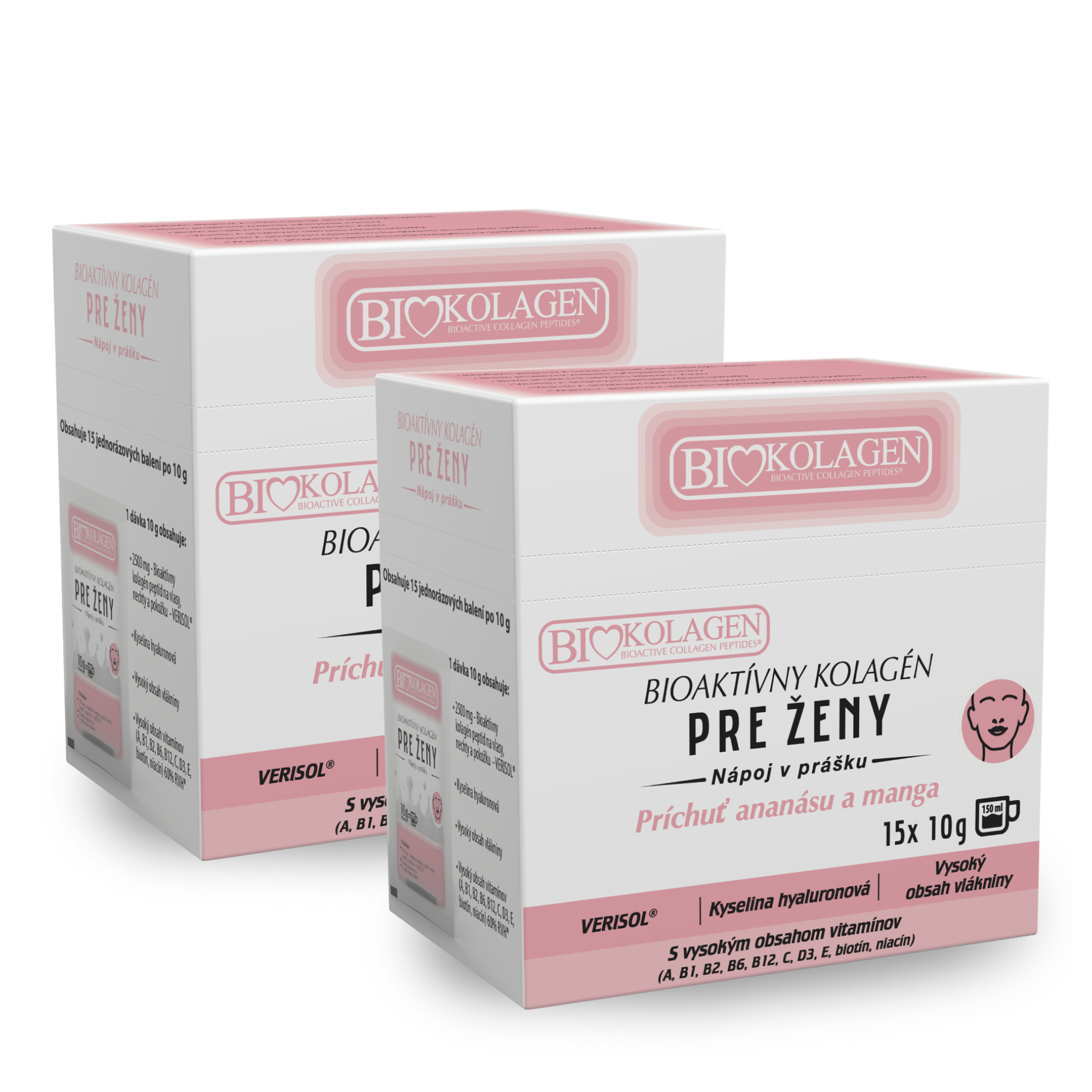 ASP ASP Pre ženy Bioaktívny kolagén príchuť ananás a mango 2 x 150 g (15 x 10 g)