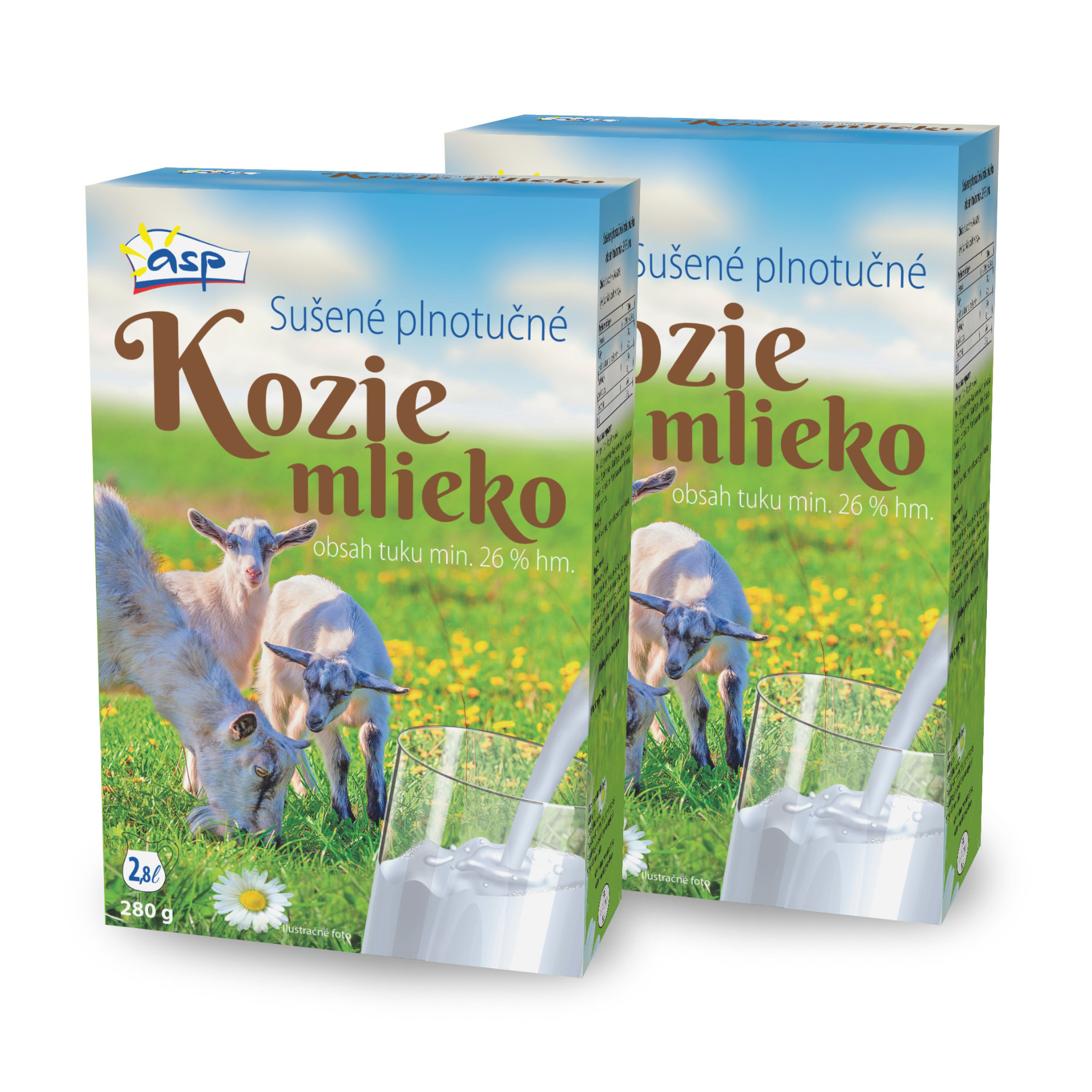 ASP ASP Sušené plnotučné kozie mlieko 2 x 280 g, obsah tuku min. 26 % hm.