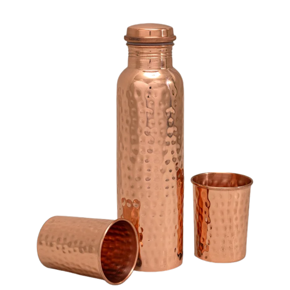 Ecozone Sada tepanej fľaše z čistej medi s 2 pohármi ± 950 ml