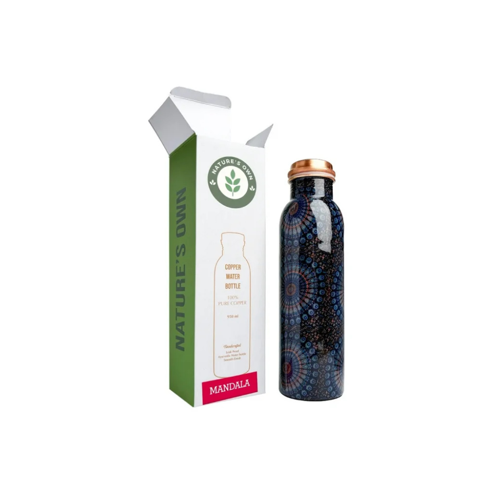 Nature's Own Medená fľaša na vodu vzor Mandala, 950 ml