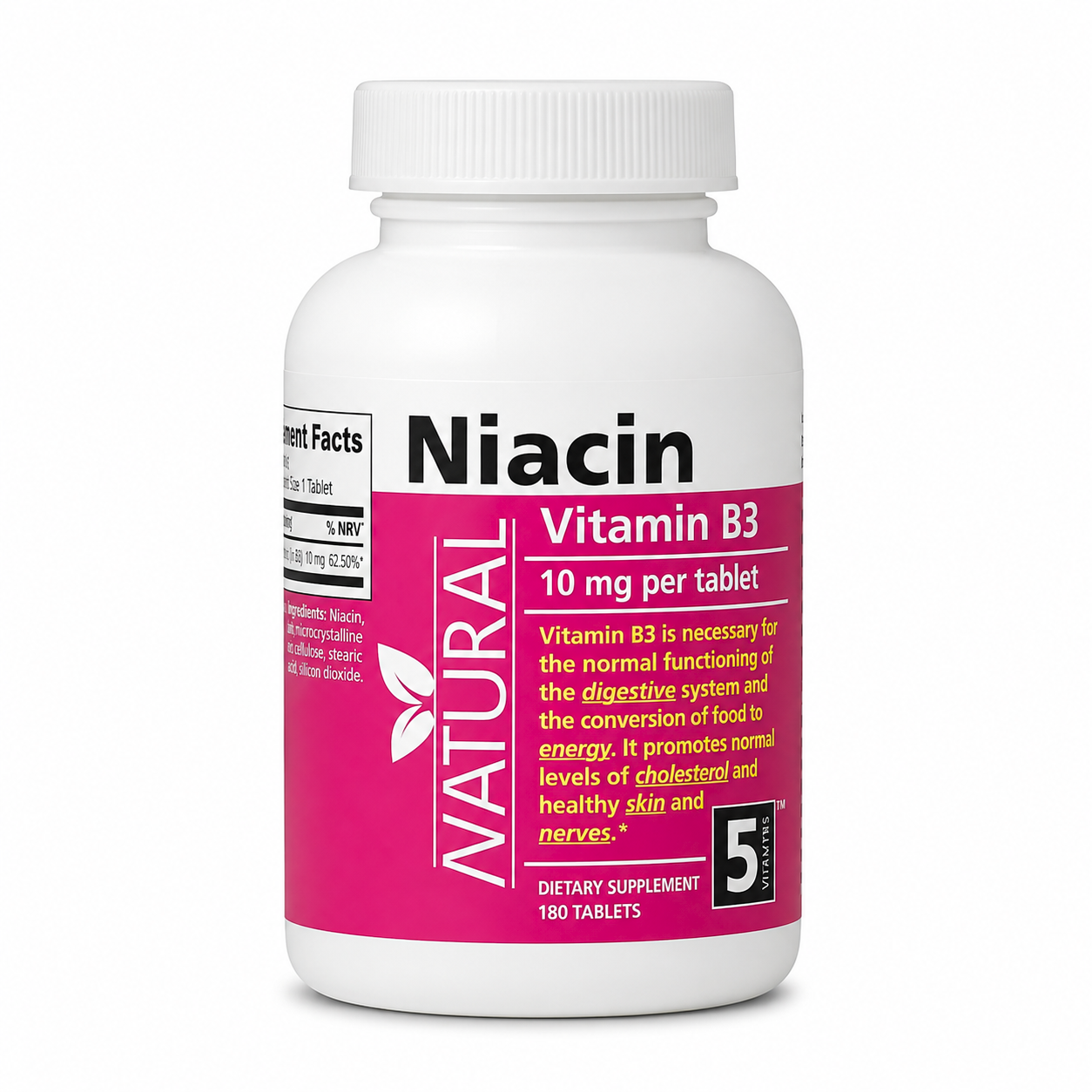 Natural Vitamín B3 - Niacin - 10 mg - 180 tabliet