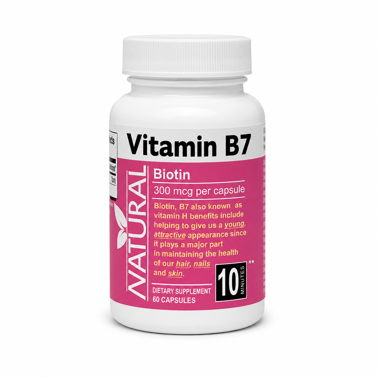Natural Vitamín B7 - D-Biotin - 300 mcg - 60 kapsúl