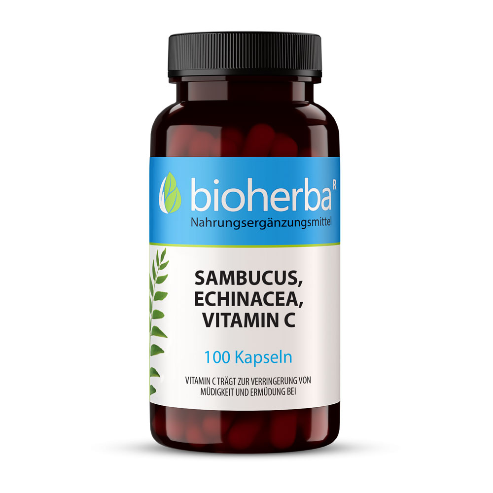 Bioherba Baza čierna, echinacea a vitamín C – 100 kapsúl – Bioherba