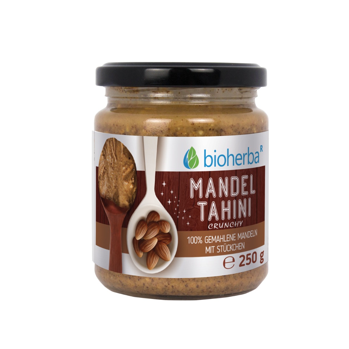 Bioherba 100 % mandľové tahini z mletých mandlí crunchy – 250 g – Bioherba