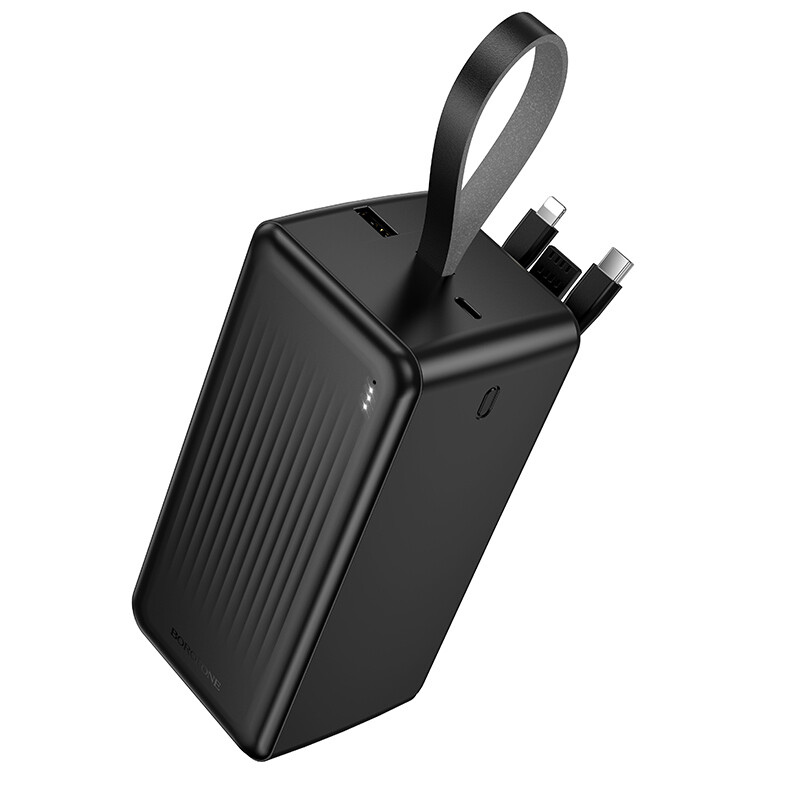 Borofone Borofone BJ79C Power Bank 50000mAh 1x USB + vstavané káble Lightning / USB-C 10W, čierne