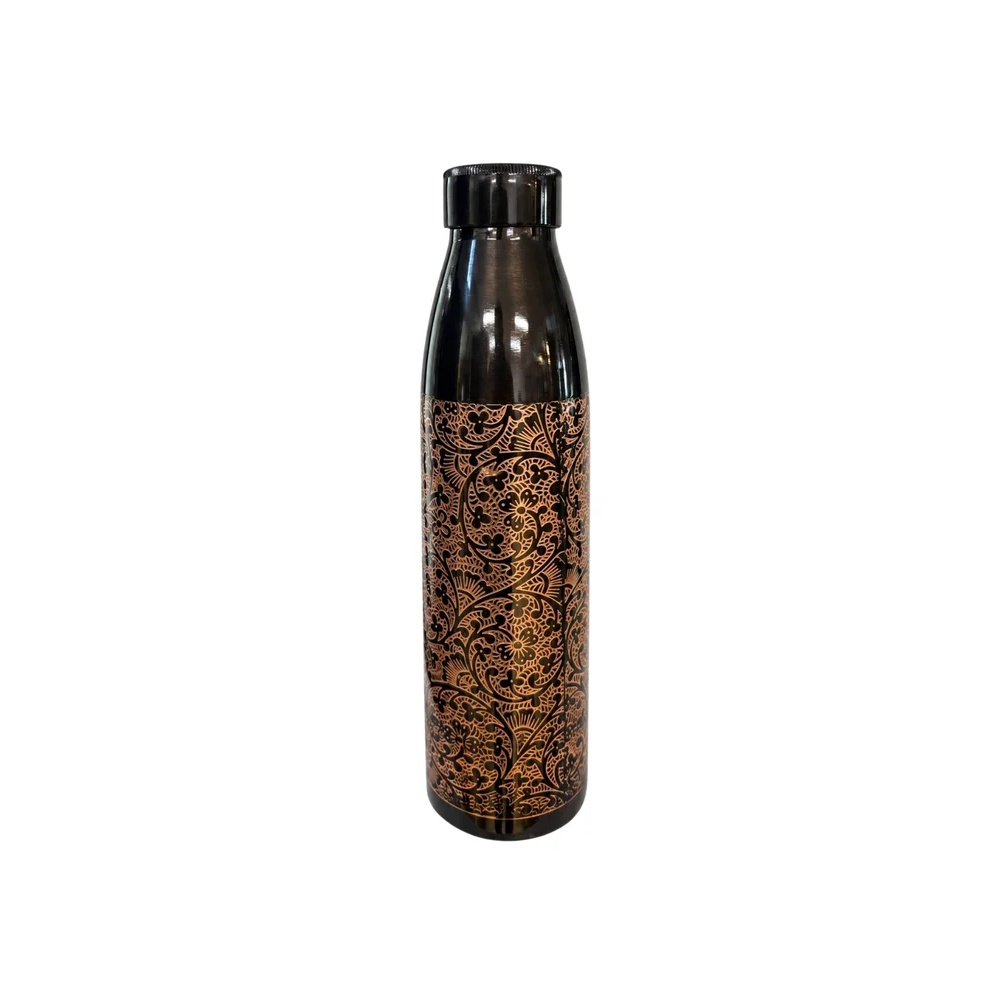 Ecozone Fľaša na vodu z čistej medi, starožitný štýl s gravírovaným vzorom, 950 ml / 290 g