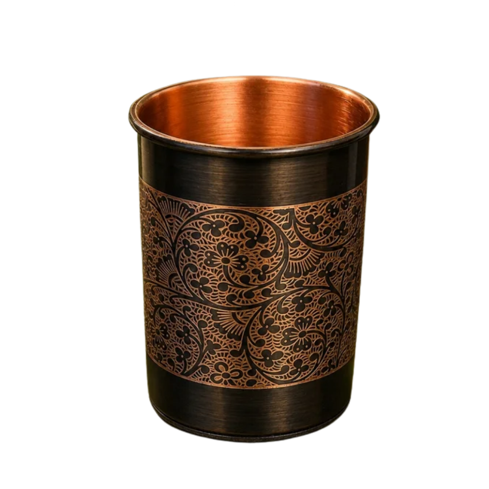 Ecozone Pohár z čistej medi s leptaným vzorom – 300 ml / 125 g