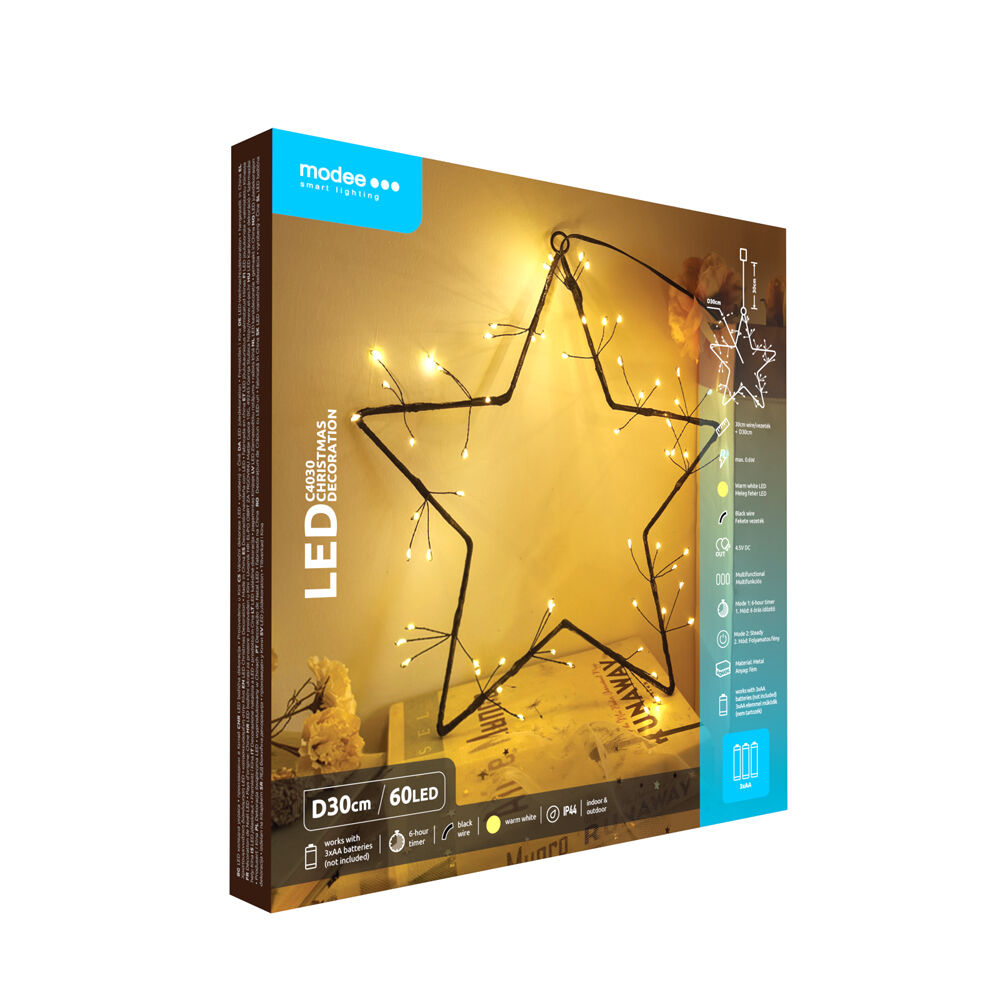 Modee Modee Lighting LED dekorácia C4030 hviezda 3xAA batérie