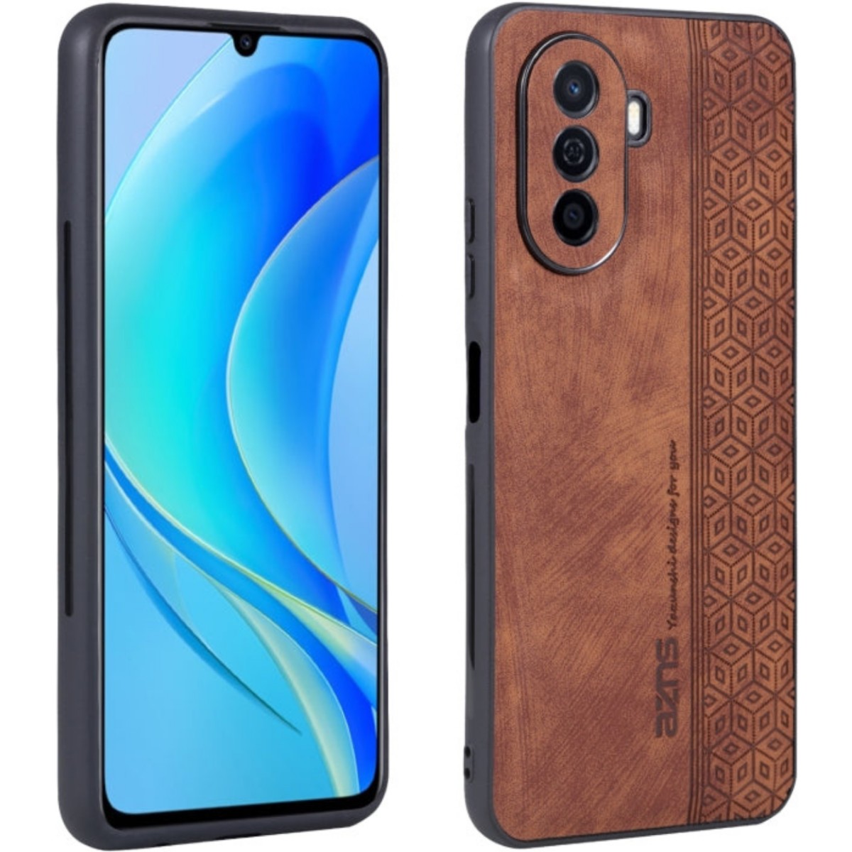 HARAHU Puzdro Embossed Case pre Huawei Nova Y70 - Hnedá