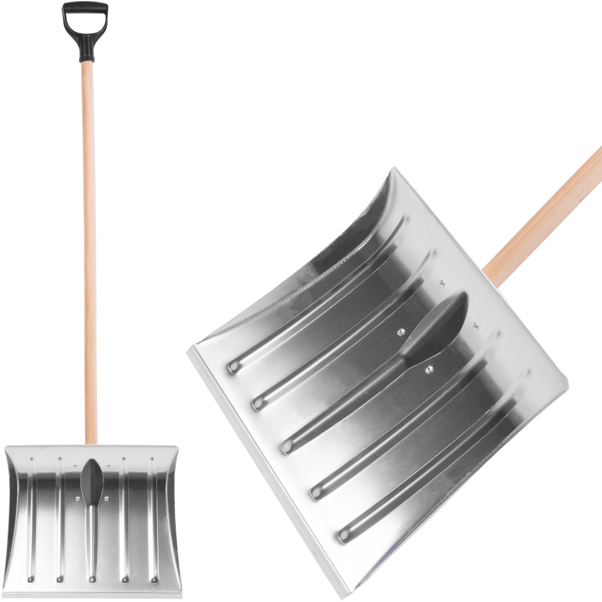Strend Pro Odhrňovač Snowman ALU 400x350 mm, hliníková lopata na sneh, odhŕňač, drevená násada