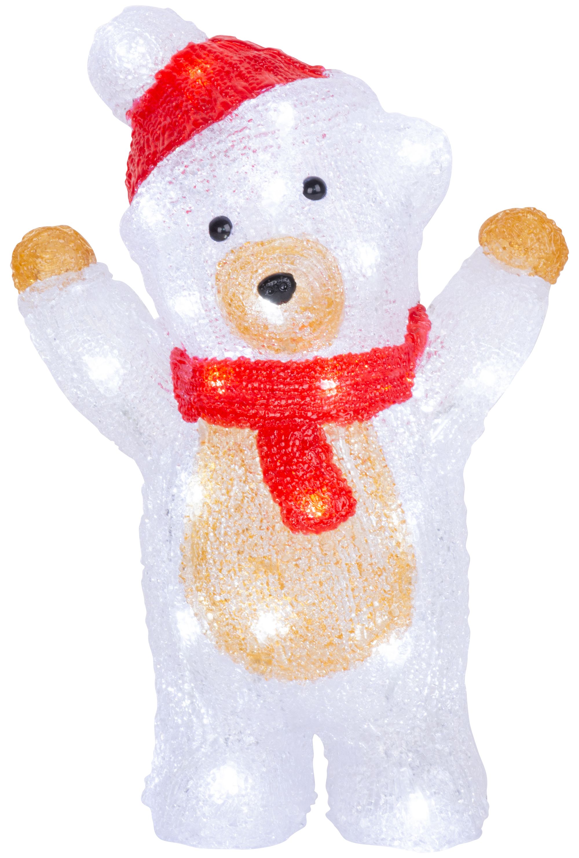 MagicHome Akrylový medveď s 30 LED, 30 cm