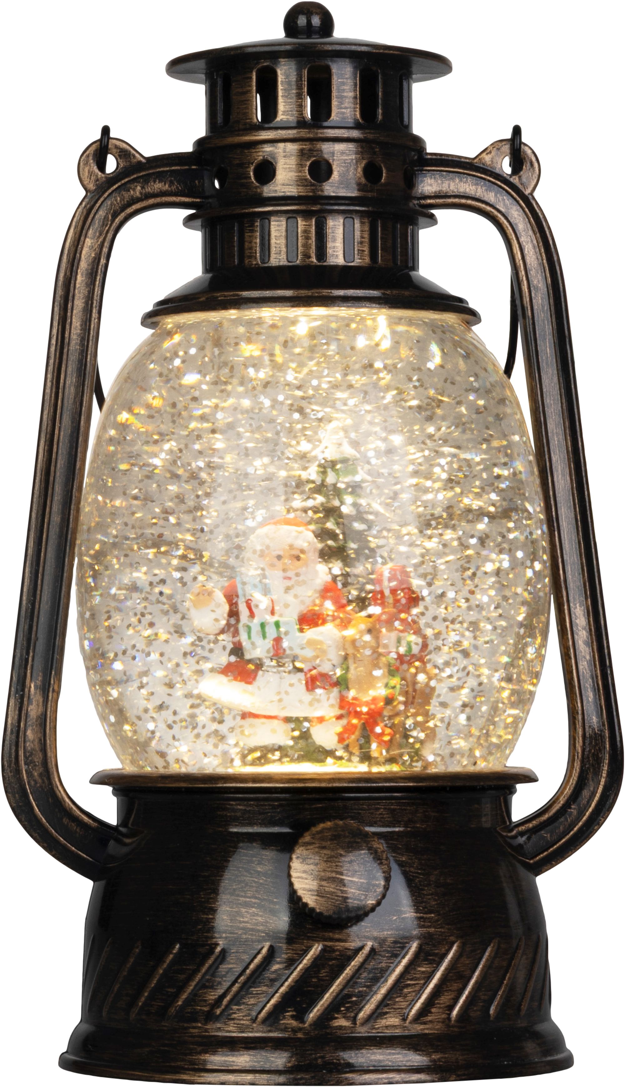 MagicHome Čierny lampáš so Santom, LED, 20,5 cm
