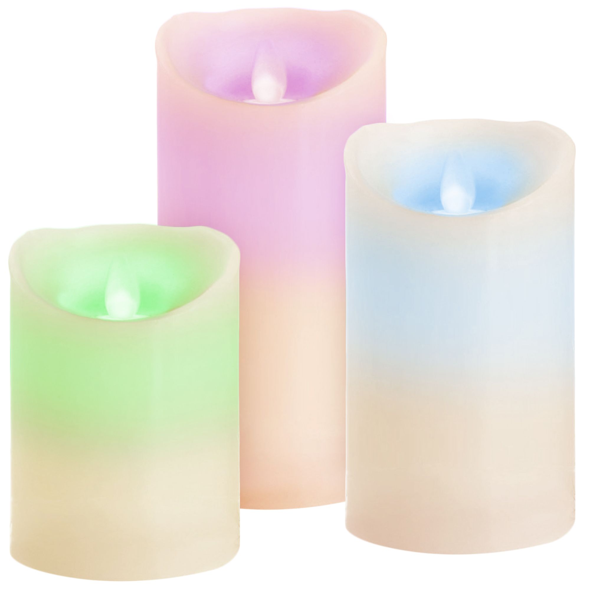 MagicHome Voskové LED sviečky RGB, súprava 3 ks