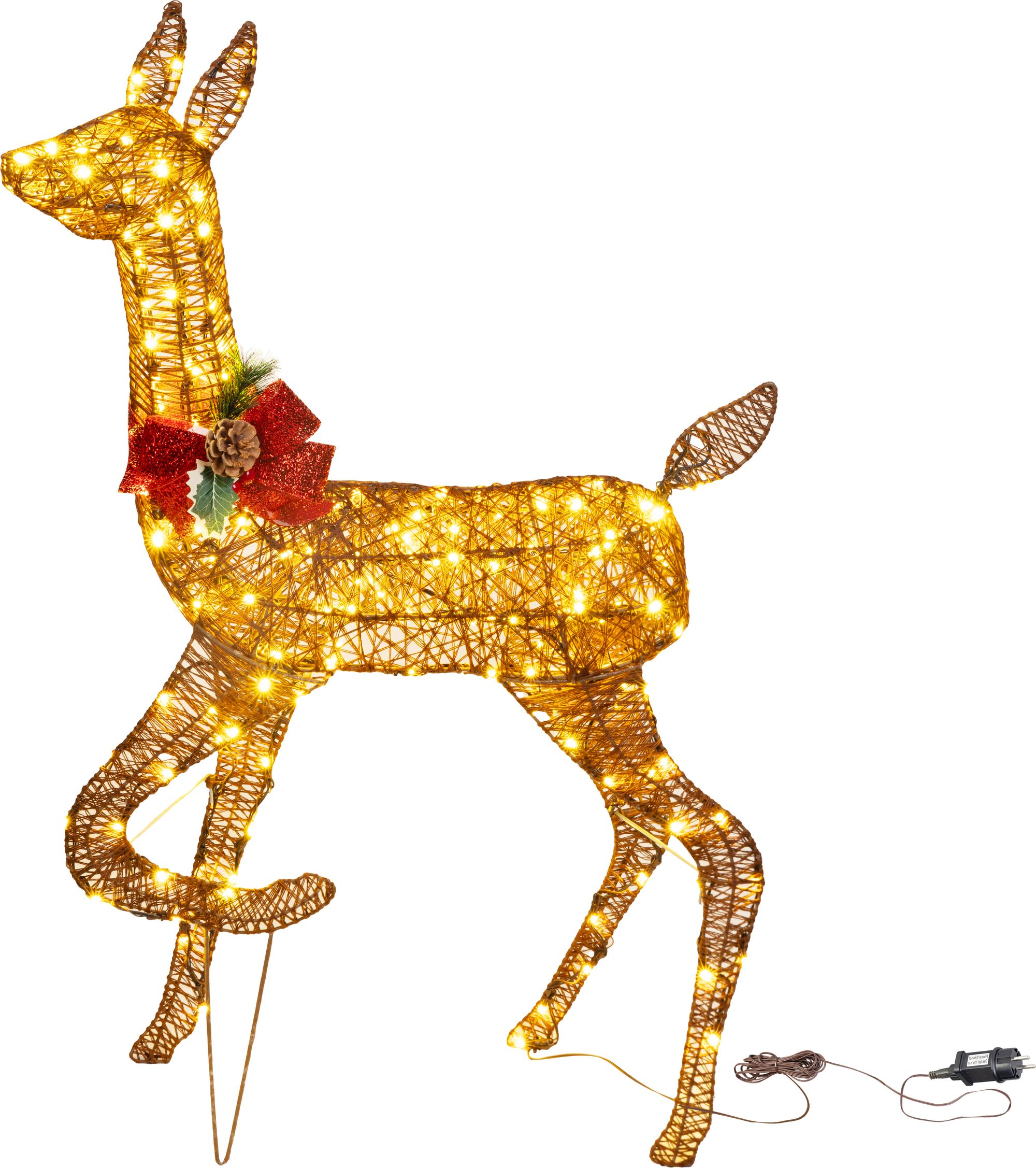 MagicHome Dekorácia , jeleň/laň, kov/motúz, 200xLED teplá biela, 0.9 m