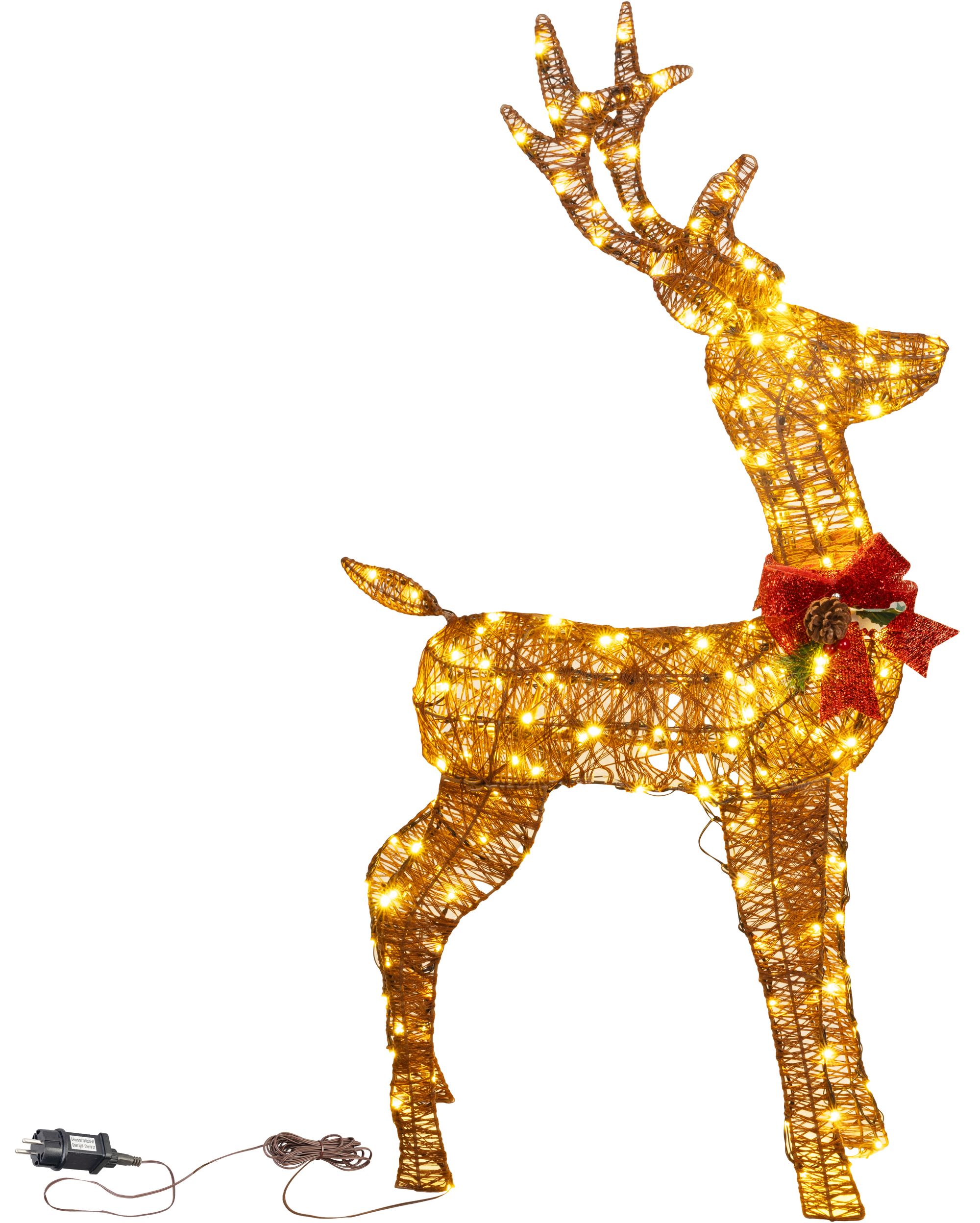 MagicHome Dekorácia , jeleň, kov/motúz, časovač, 230xLED teplá biela, 1.2 m