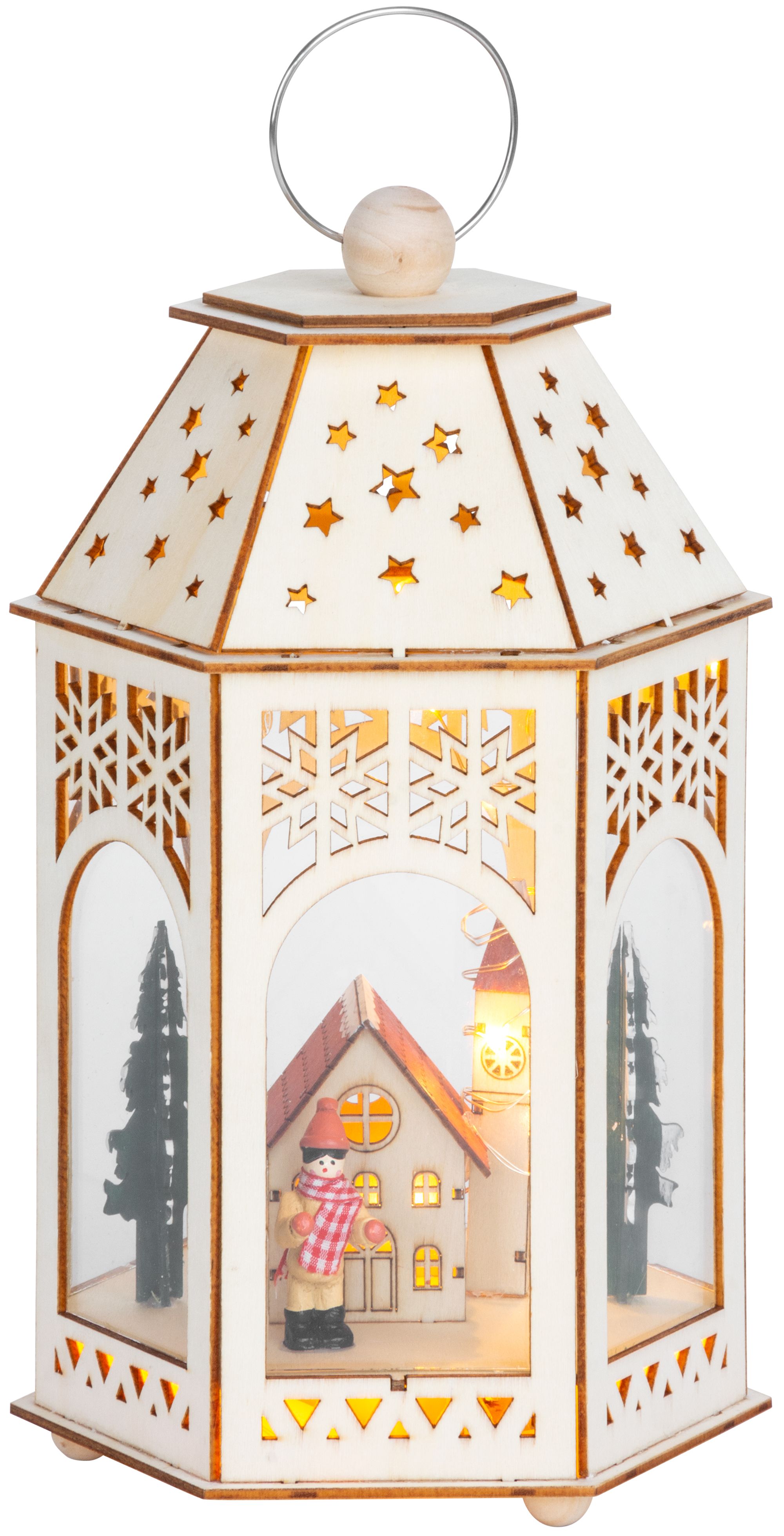 MagicHome Lampáš s drevenou dedinkou a 9 LED, 30 cm