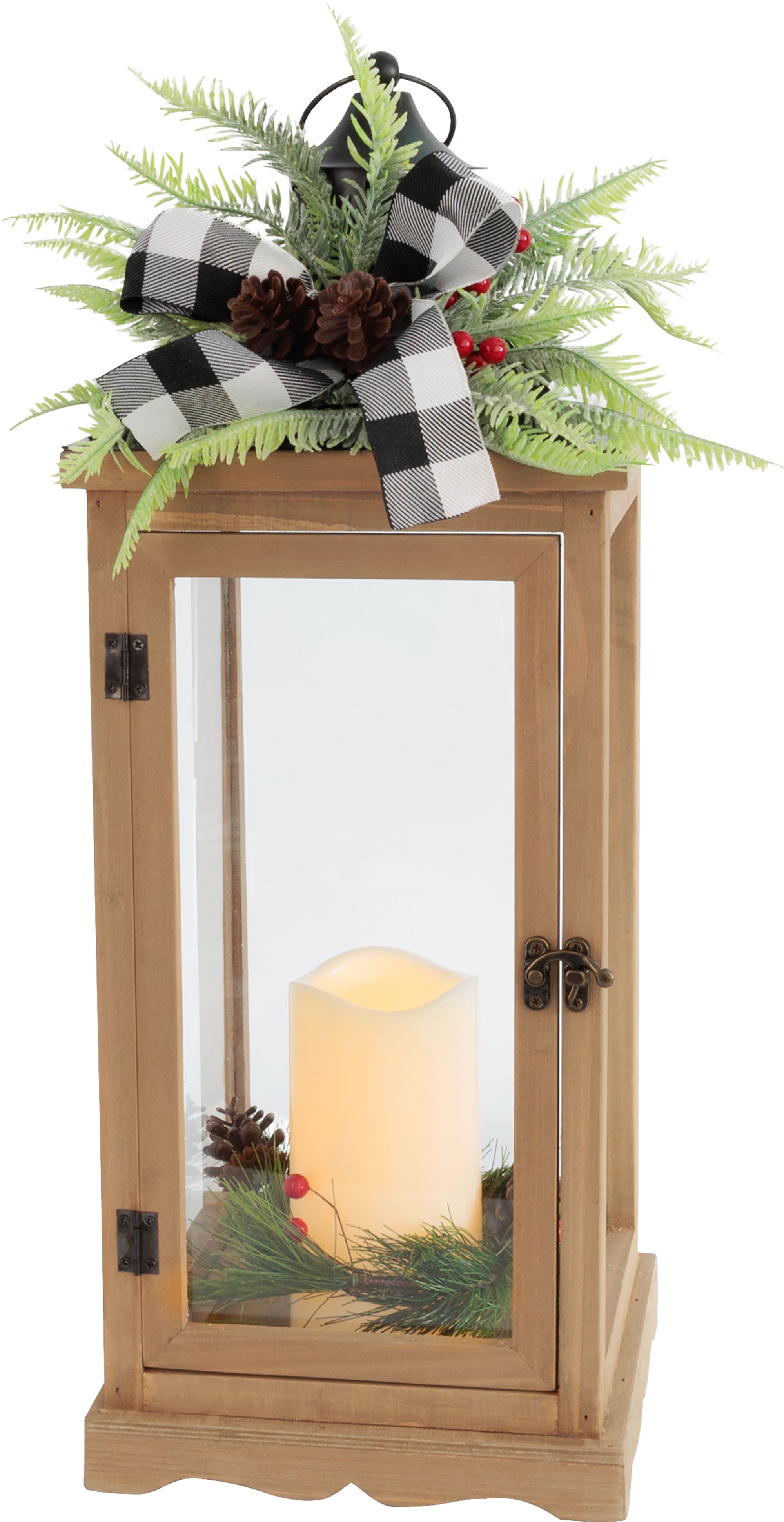 MagicHome Hnedý lampáš s LED a časovačom, 51 cm