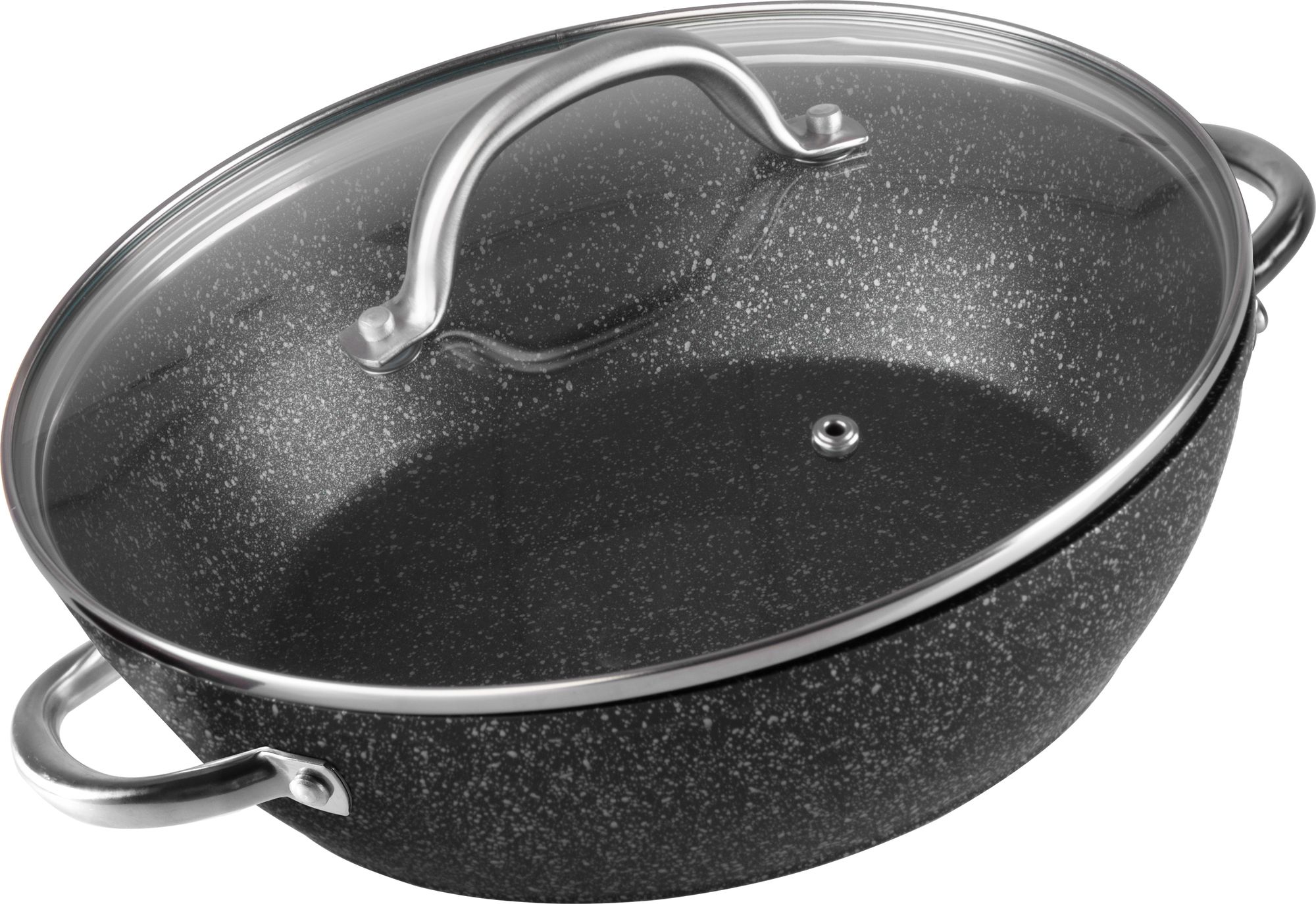 MagicHome Hrniec Black Marble Line, plytký, 26 cm, 2800 ml, s pokrievkou, pekáč do rúry