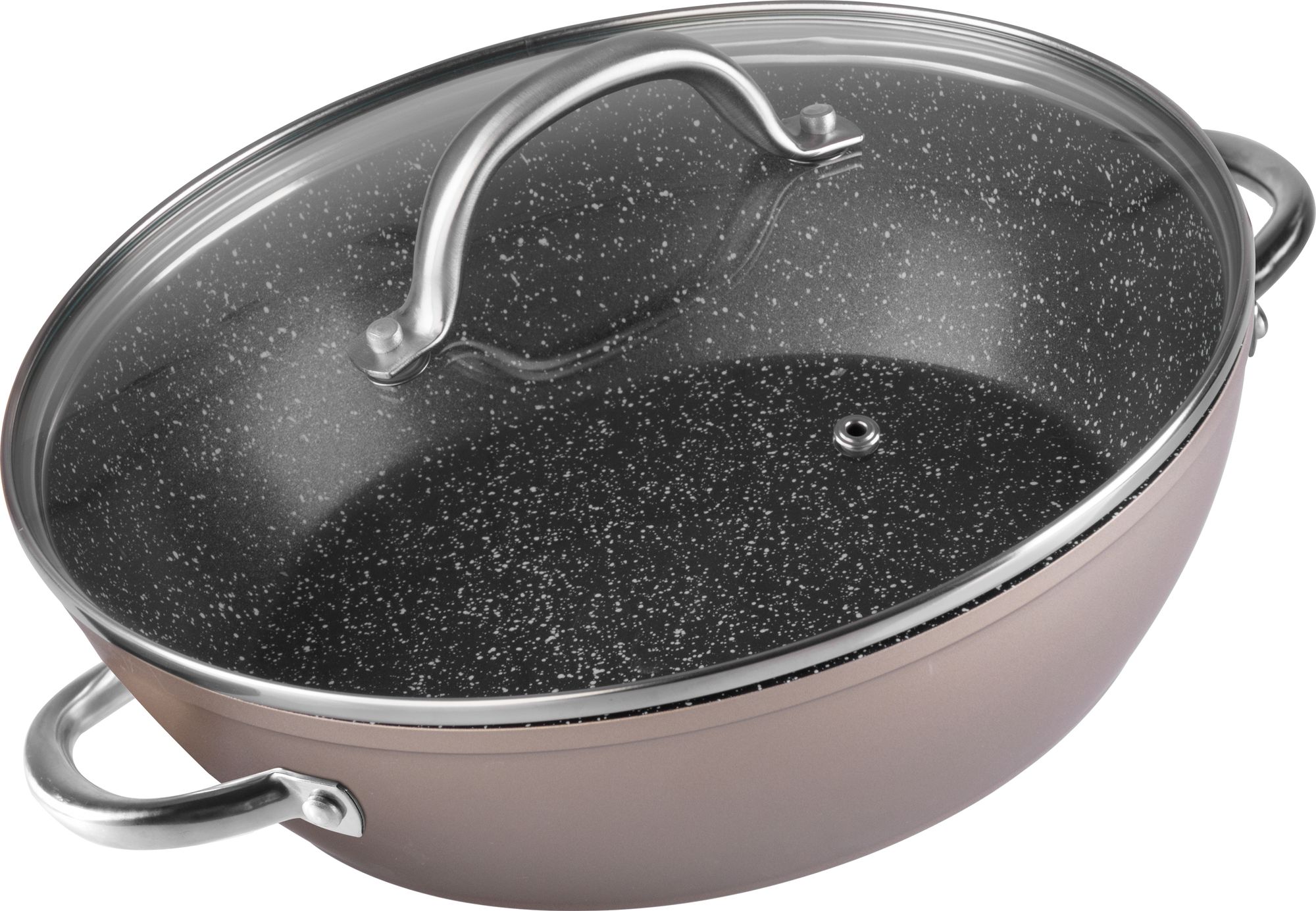 MagicHome Hrniec Coffee Brown Line, plytký, 26 cm, 2800 ml, s pokrievkou, pekáč do rúry