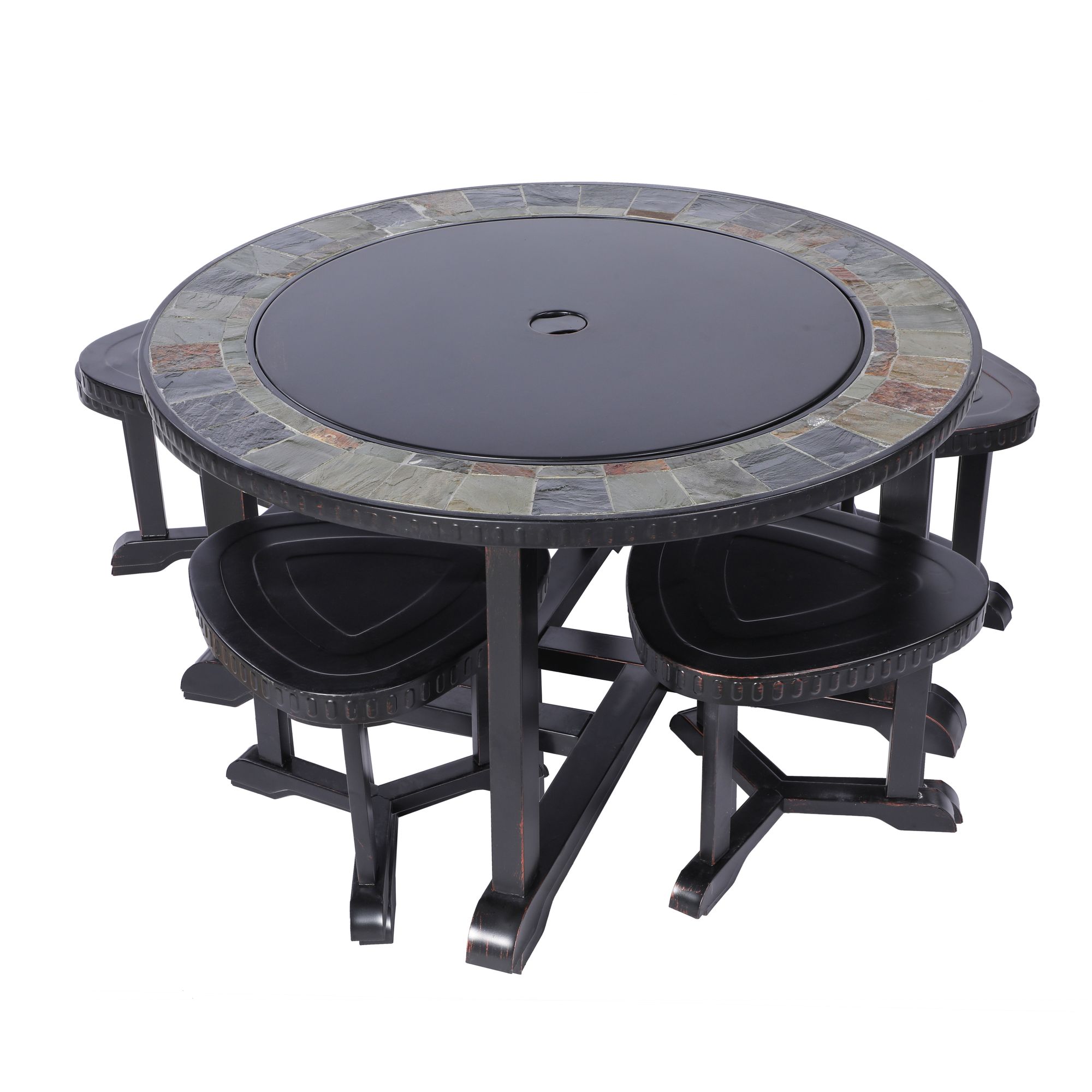 Strend Pro Gril a Ohnisko Strend Pro Grill, kovové, 4 stoličky, 3 v 1, 105x75 cm, uhlie, záhradné
