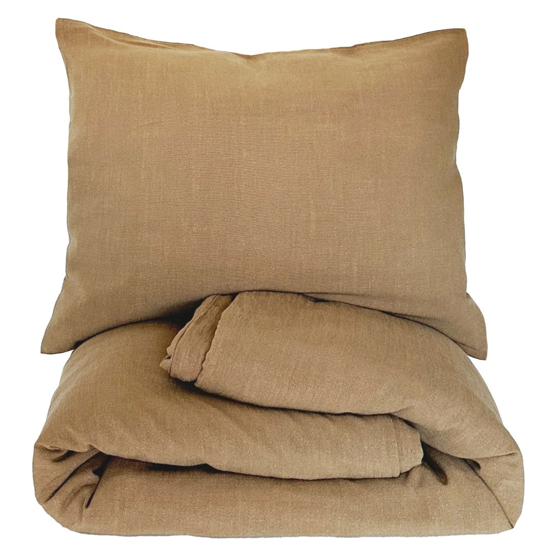 HEDDA Ľanové obliečky Naira mustard, rozmer: súprava 70 x 90 cm + 140 x 200 cm