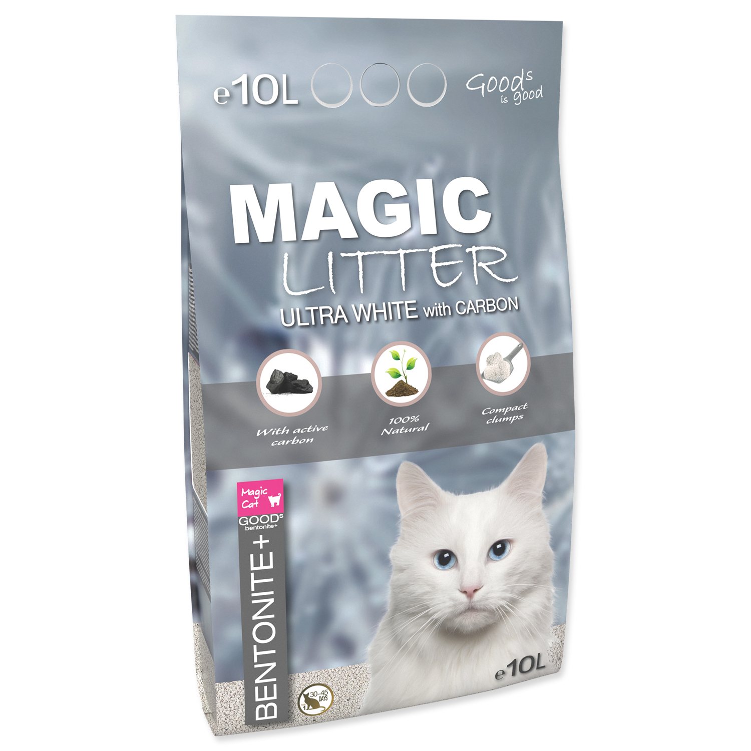 MAGIC CAT Podstielka Litter Bentonite Ultra White with Carbon 10L/9kg