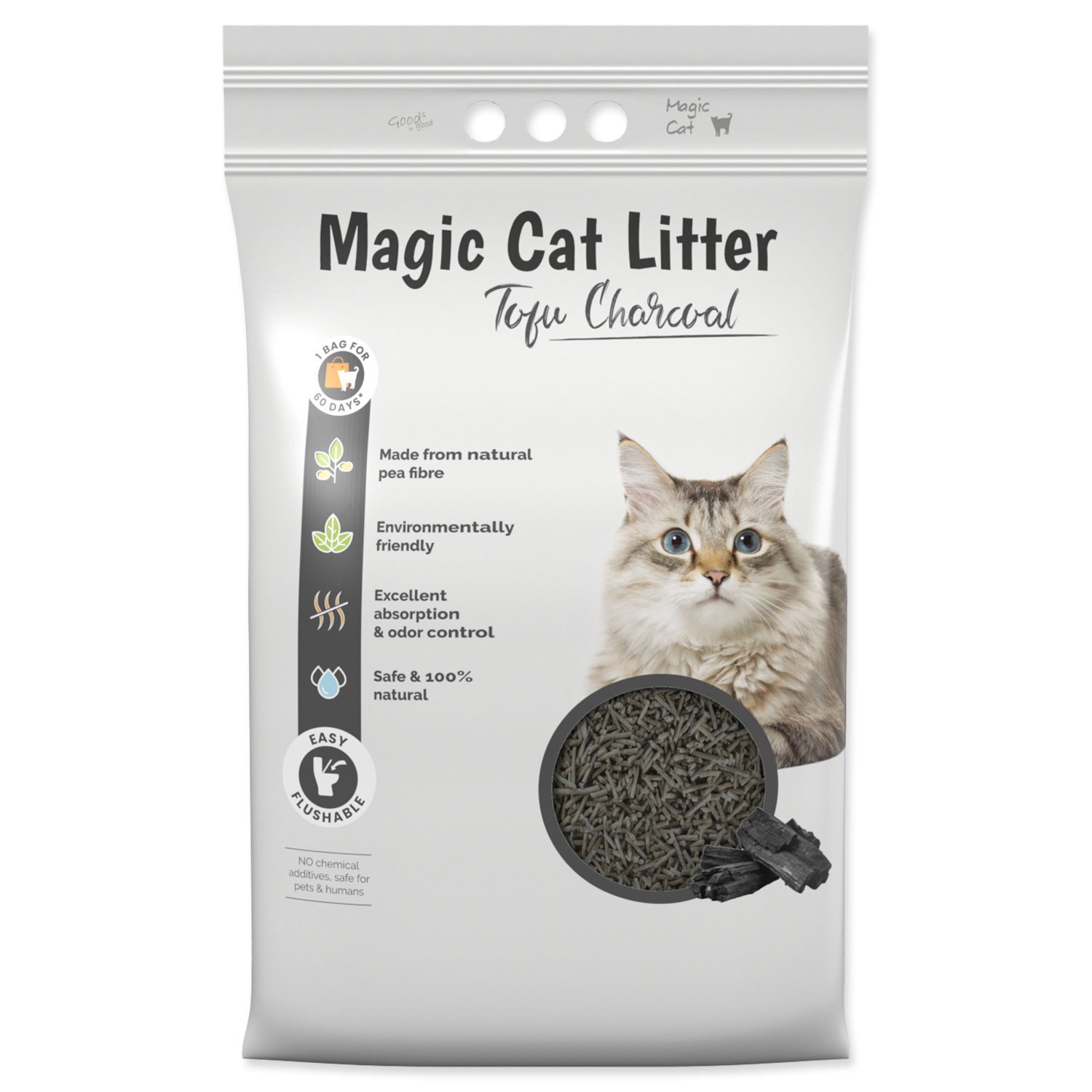 MAGIC CAT Stelivo Litter Tofu drevené uhlie 12l