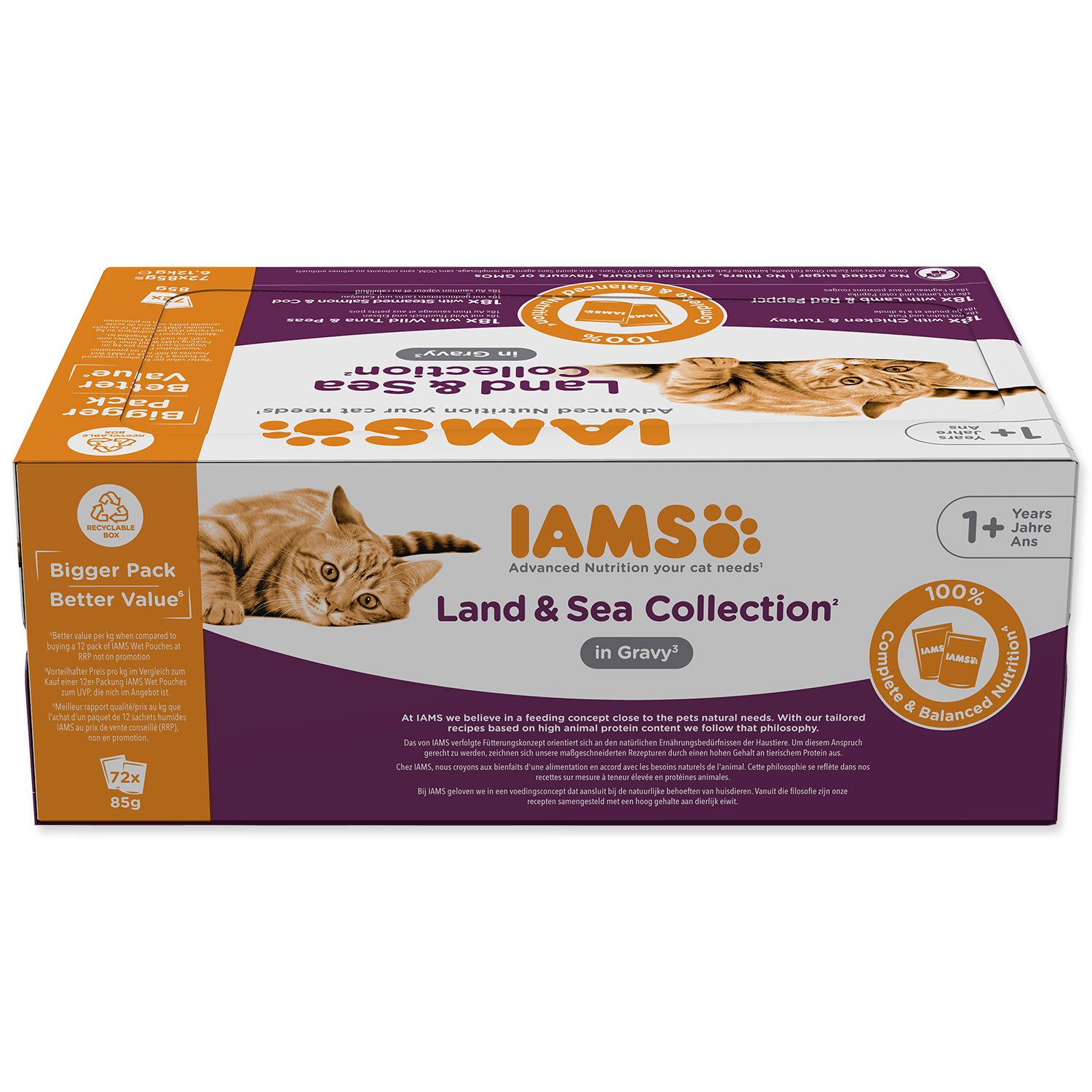 IAMS Kapsička Delights Adult morské a suchozeské.mäso v omáčke multipack 6120g (72x85g)
