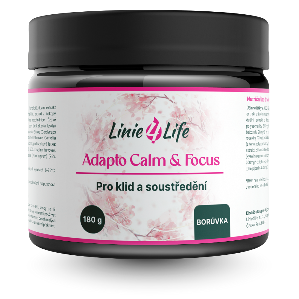 Linie4life ADAPTO CALM & FOCUS – adaptogény, psychika, spánok, sypký, 30 dávok