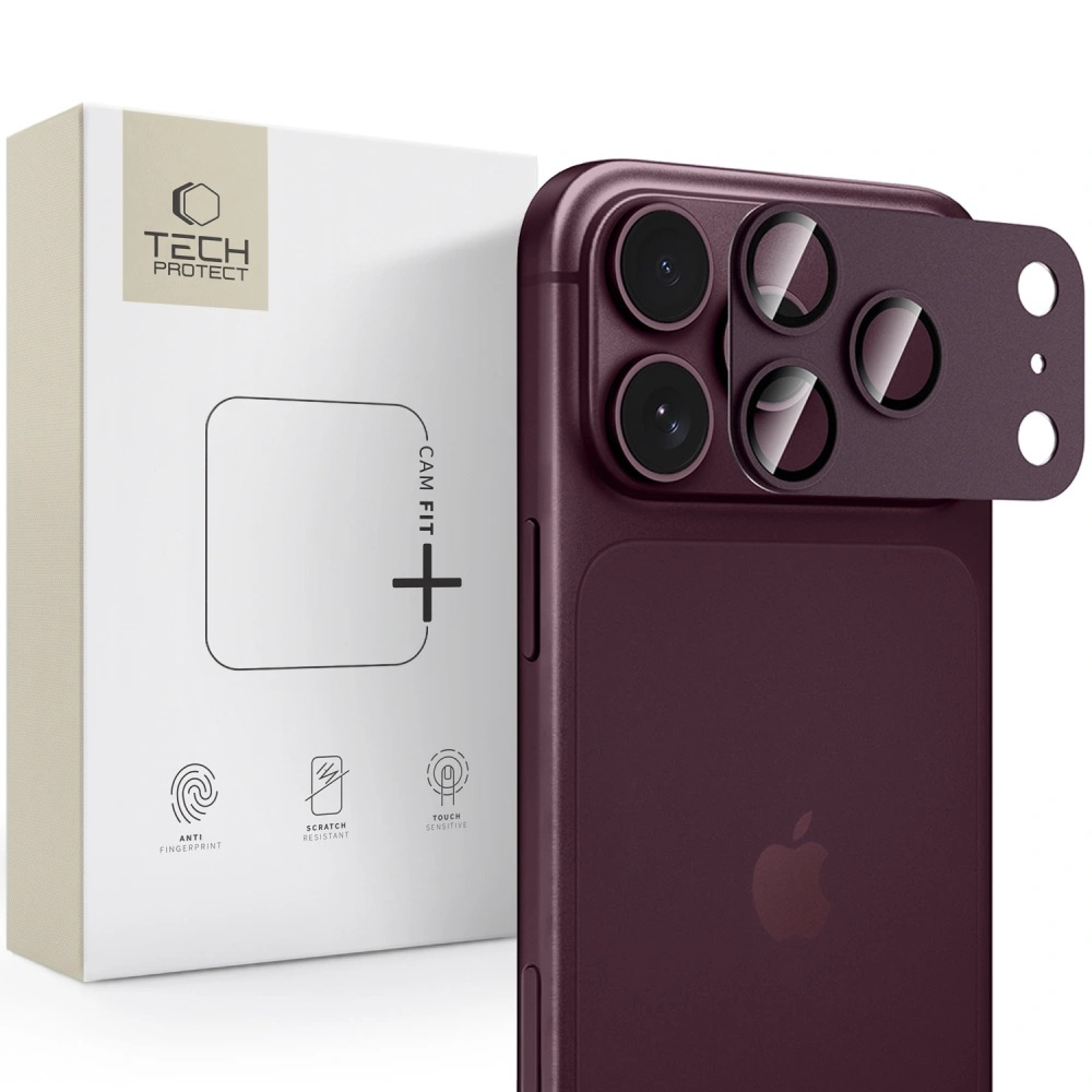Tech-Protect Tech-Protect CamFull Fit ochranné sklo na kameru na iPhone 18 Pro, bordové
