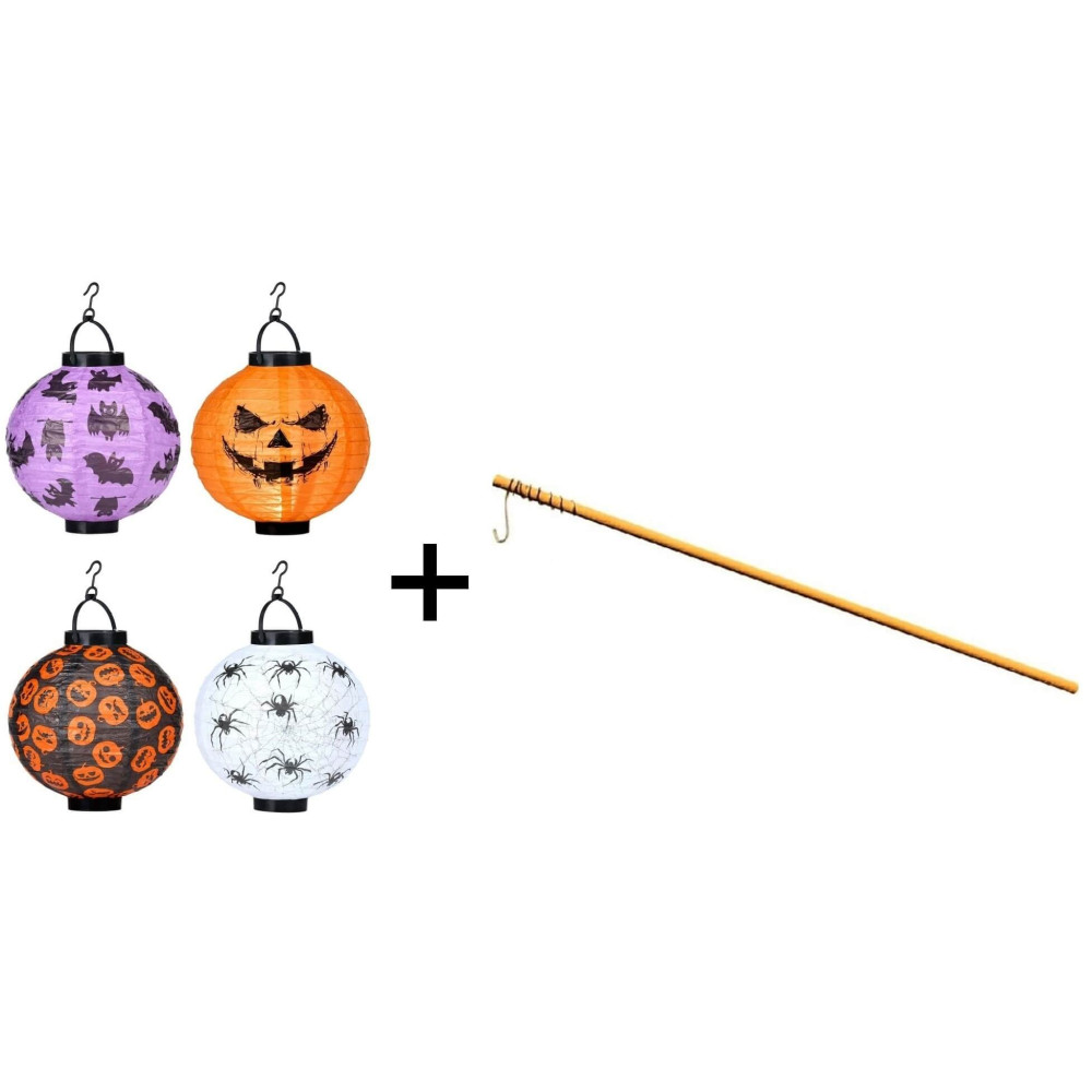 MOVEO Halloween lampion 20cm 2ks + 2ks Palička na lampióny-MOVEO