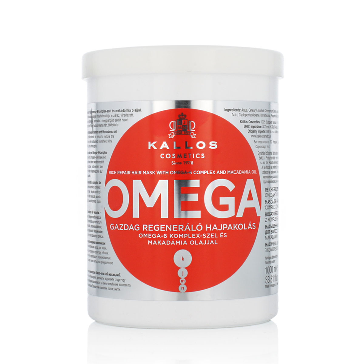 Kallos Cosmetics Kallos Omega Rich Repair Hair Mask With Omega-6 Complex And Macadamia Oil 1000 ml