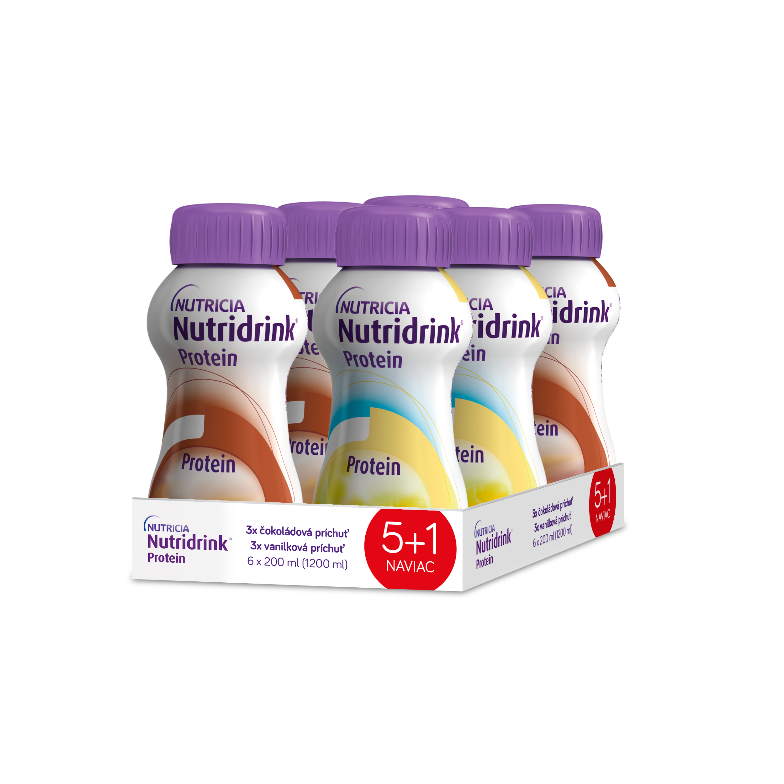 Nutridrink Nutridrink Protein 5+1 (3x vanilková príchuť + 3x čokoládová príchuť)