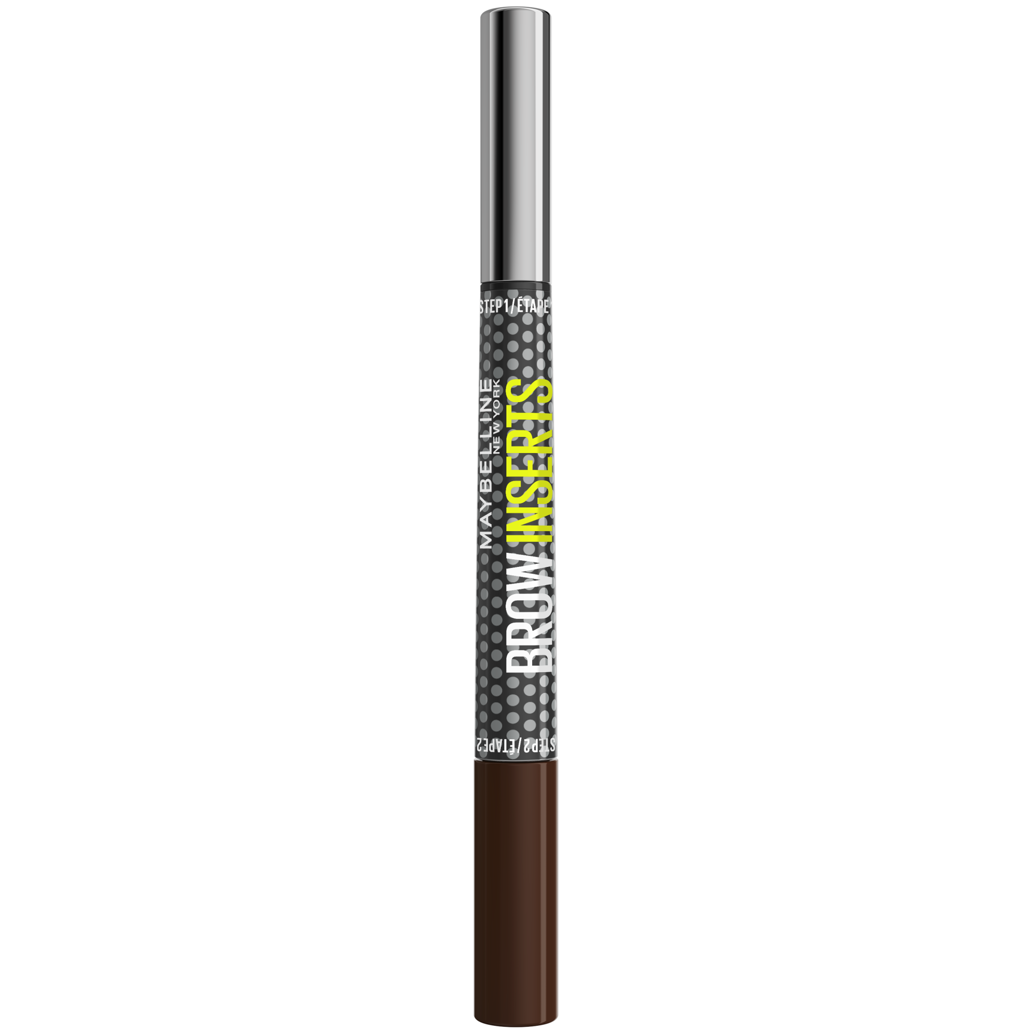 Maybelline Maybelline New York Brow Inserts Deep Brown 5 obojstranná fixka na obočie s trojitým hrotom a farbiacim gélom, 1 ks