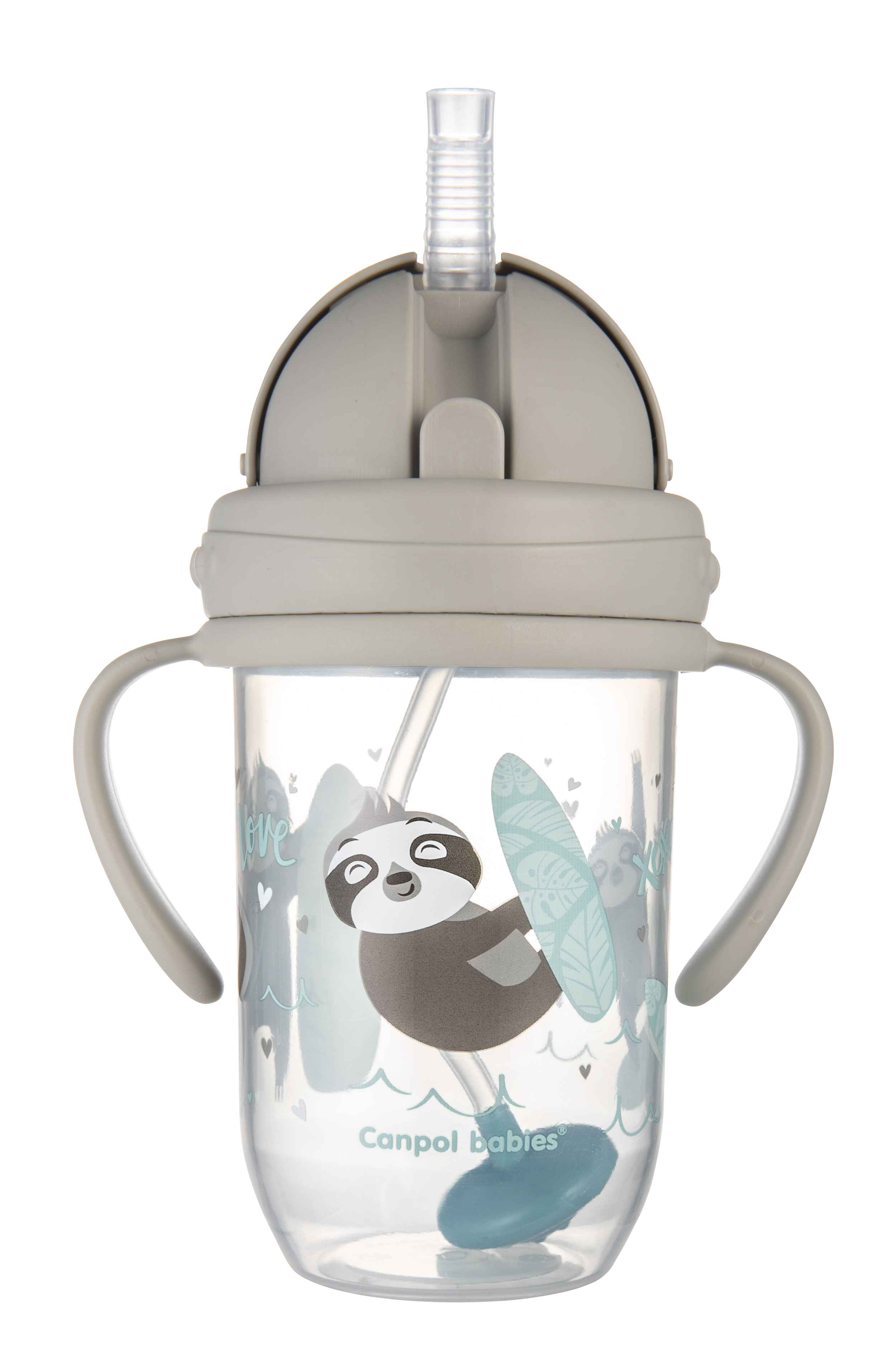 Canpol babies Netečúci hrnček so slamkou so závažím 270ml 6m+ Exotic Animals