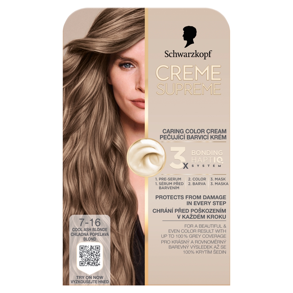 Schwarzkopf Creme Supreme 7-16 chladná popolavá blond farba na vlasy