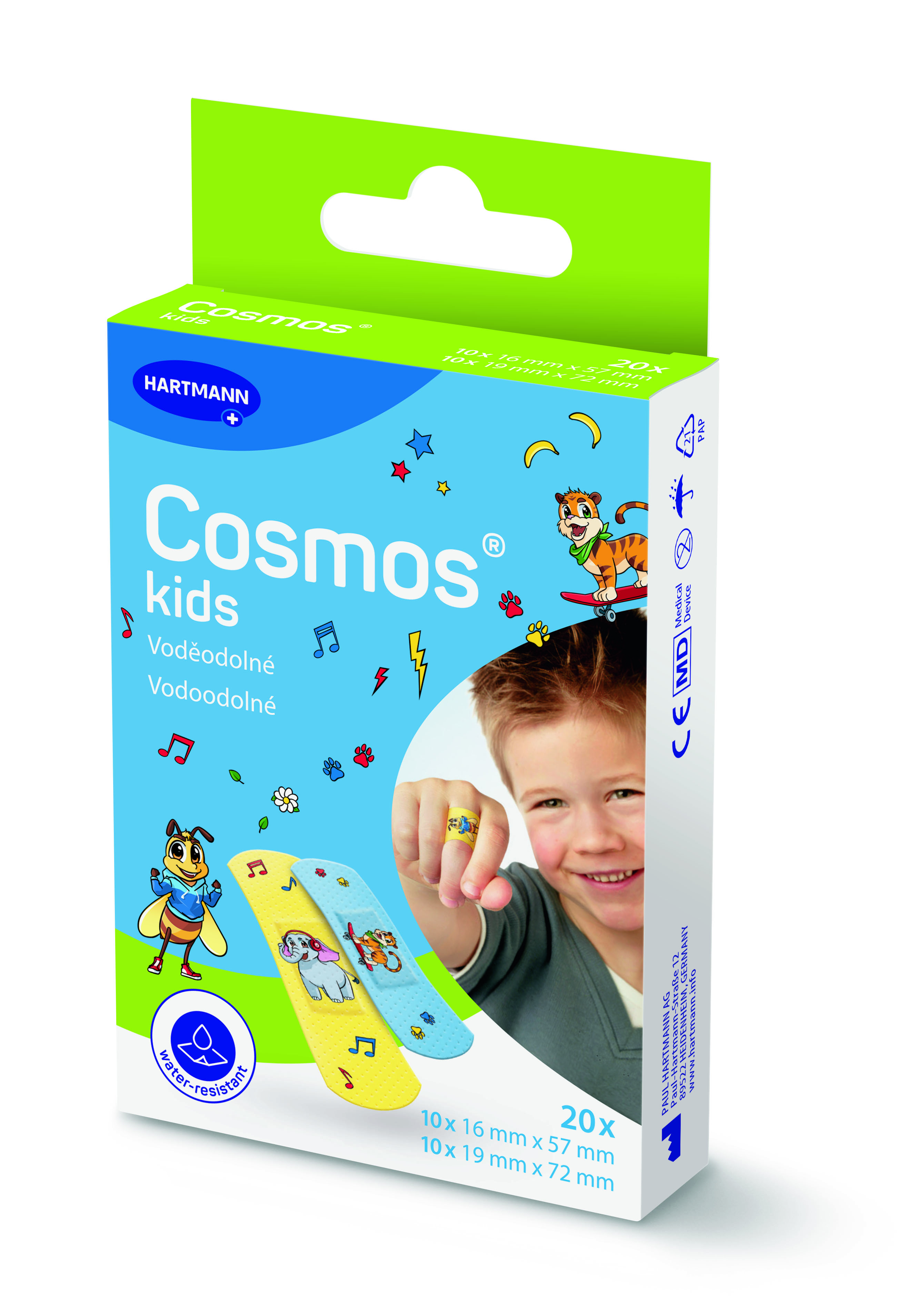 Cosmos Cosmos kids, delená detská náplasť, 2 veľkosti, 19 x 72 mm (10x), 16 x 57mm (10x)