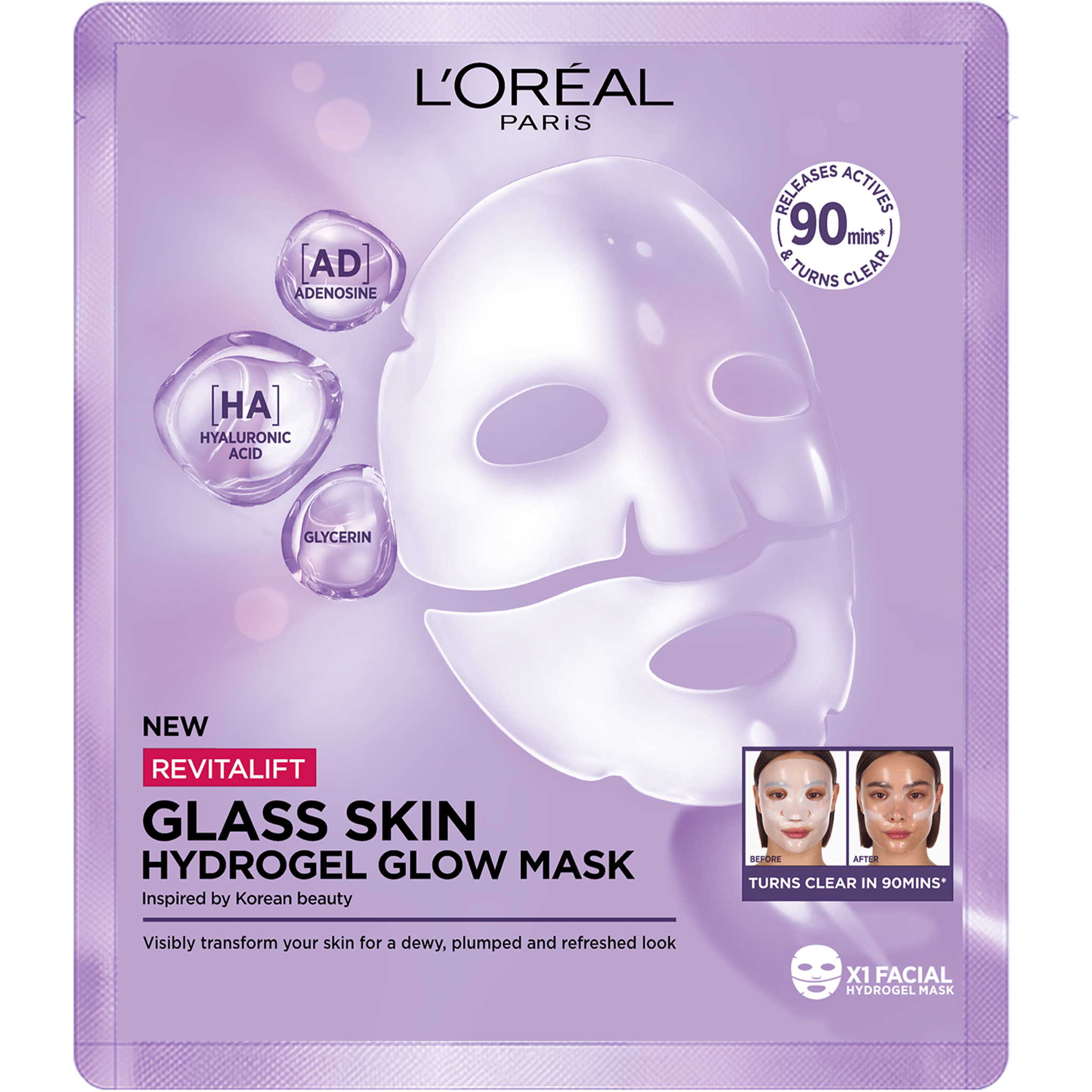 L'Oréal Paris L'Oréal Paris Revitalift Filler Glass Skin hydrogélová rozjasňujúca maska