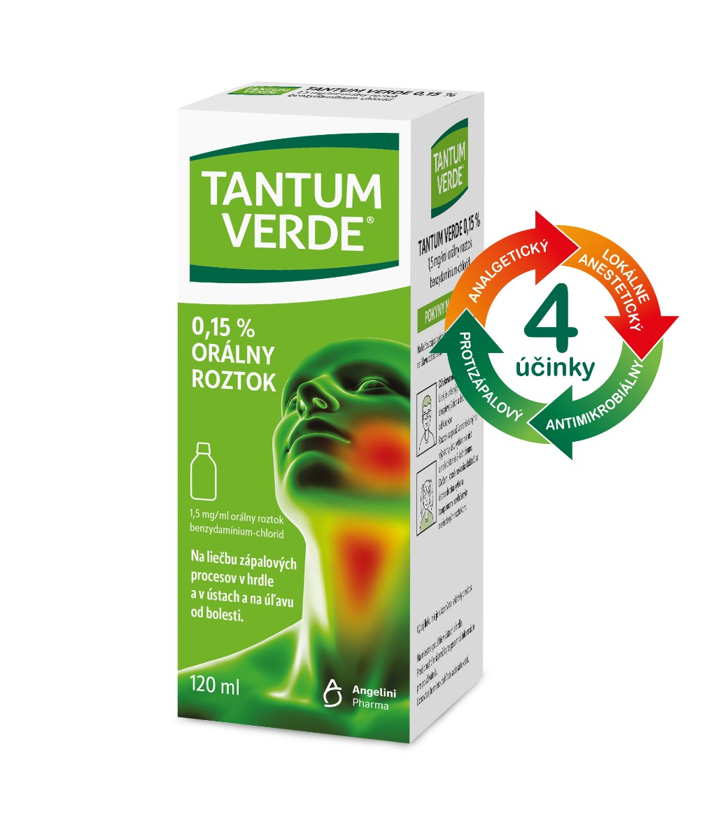 Tantum Verde 0,15% roztok na kloktanie pri bolesti hrdla – 120 ml