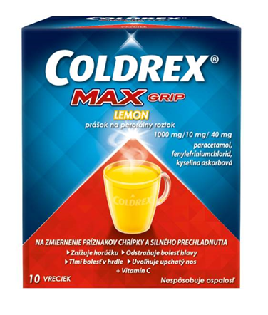 Coldrex MaxGrip Citrón horúci nápoj pri chrípke a horúčke – 10 ks