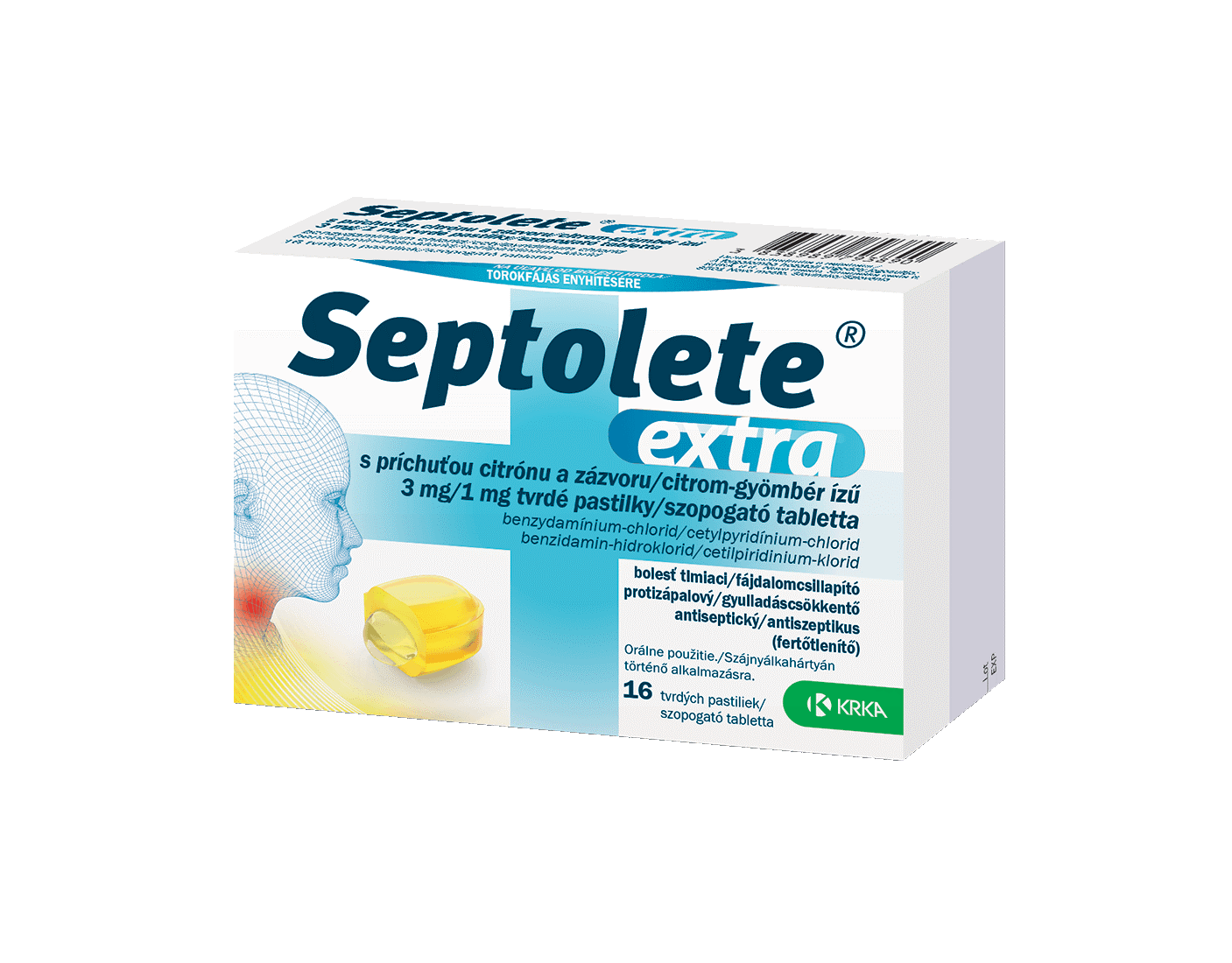 Septolete Septolete extra s príchuťou citrónu a zázvoru 3 mg/1 mg