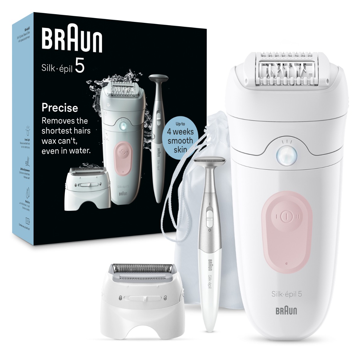 Braun Braun Silk-épil 5, Epilátor na Jednoduché Odstraňovanie Chĺpkov, 5-230, Biela/Plameniaková