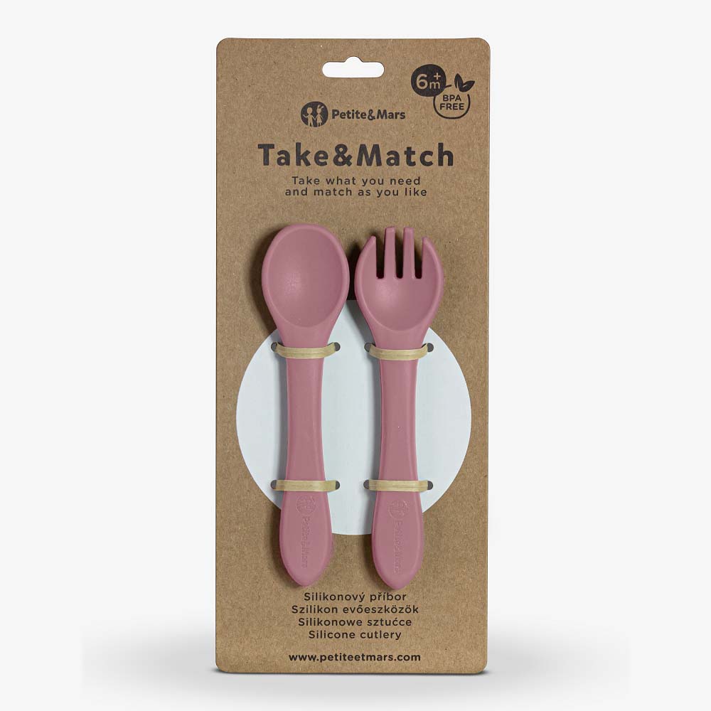 Petite&Mars Petite&Mars Príbor silikónový Take&Match Dusty Rose 6m+