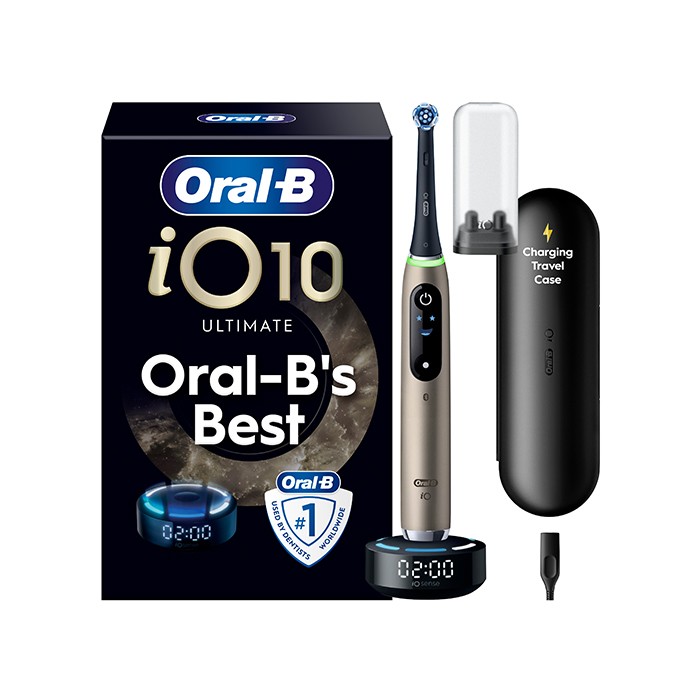 Oral-B Oral-B iO10 elektrická zubná kefka Lunar Gold, 1 kefková hlava + 1 nabíjacie cestovné puzdro
